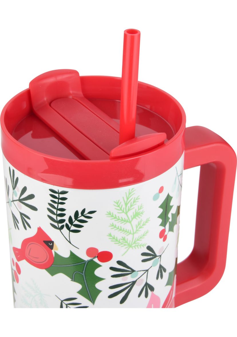 White Poinsettia Cardinal 40 Ounce Tumbler