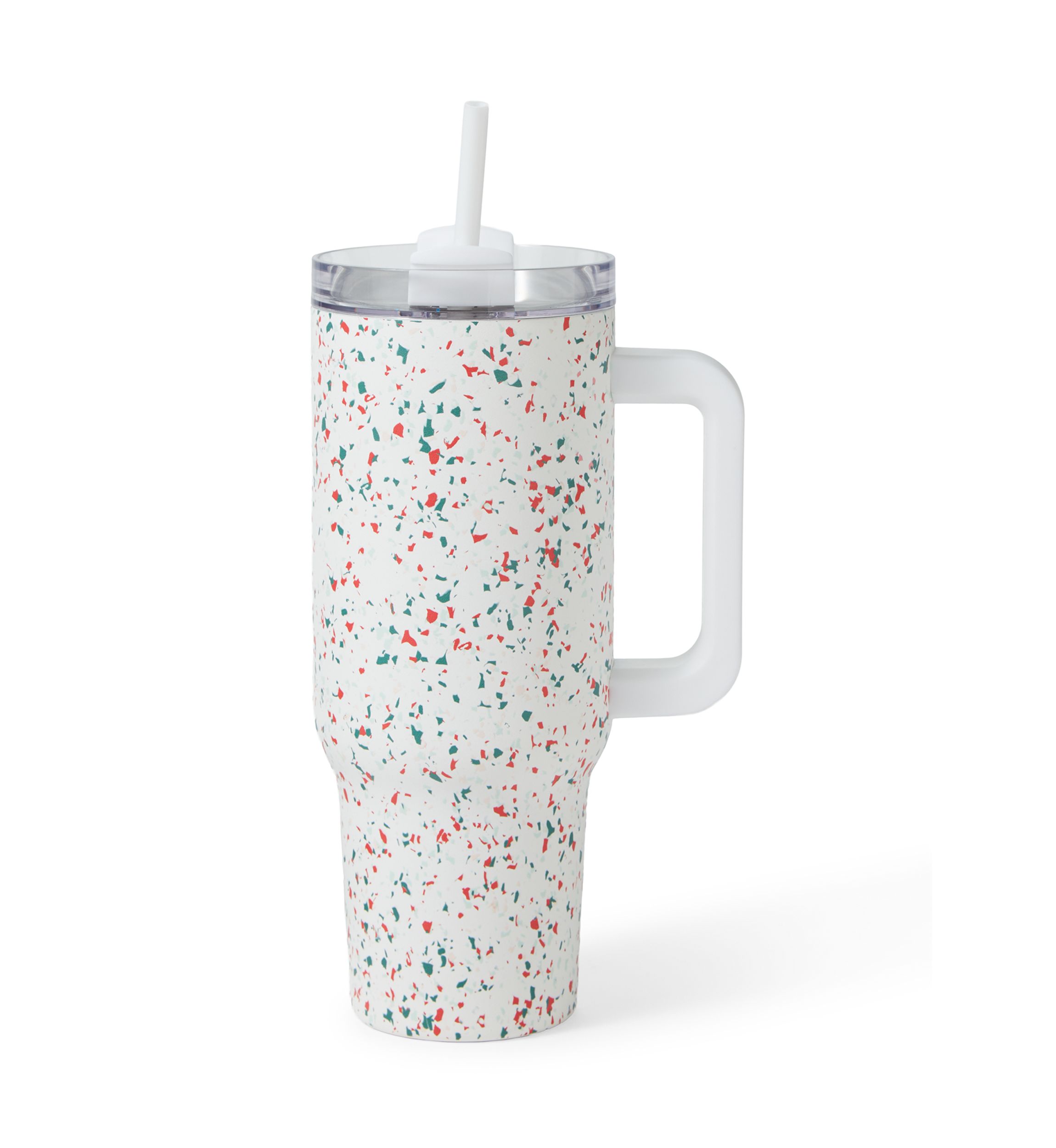 40 oz Holiday Terrazzo Print Insulated Tumbler with Handle 