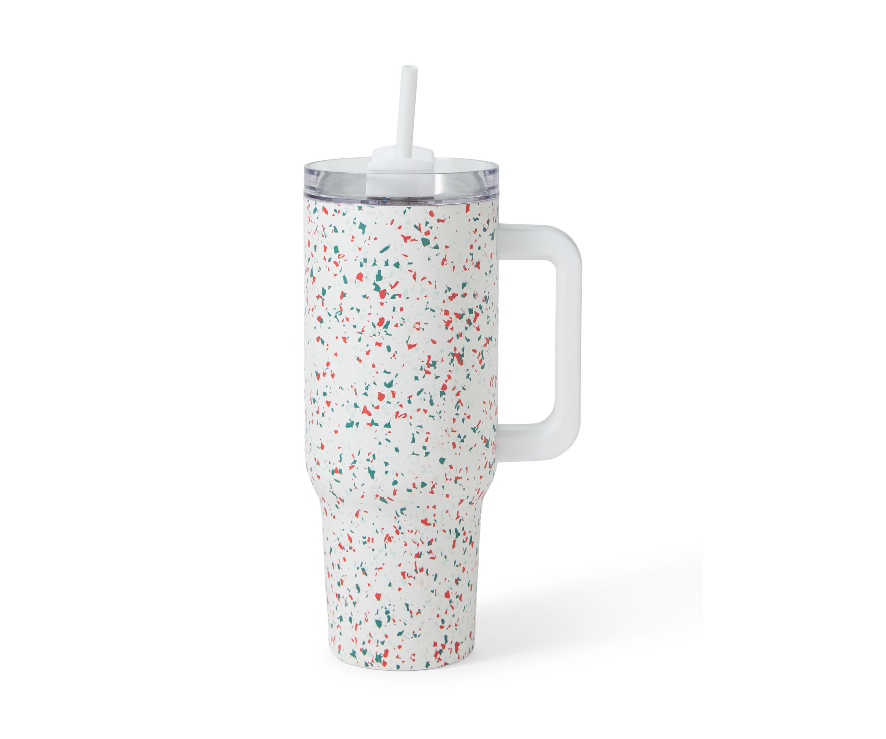40 oz Holiday Terrazzo Print Insulated Tumbler with Handle 