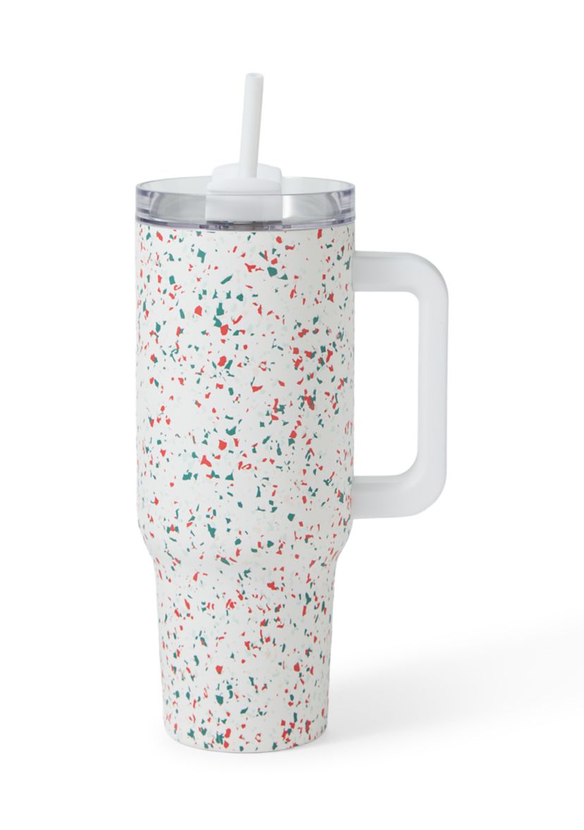 40 oz Holiday Terrazzo Print Insulated Tumbler with Handle 