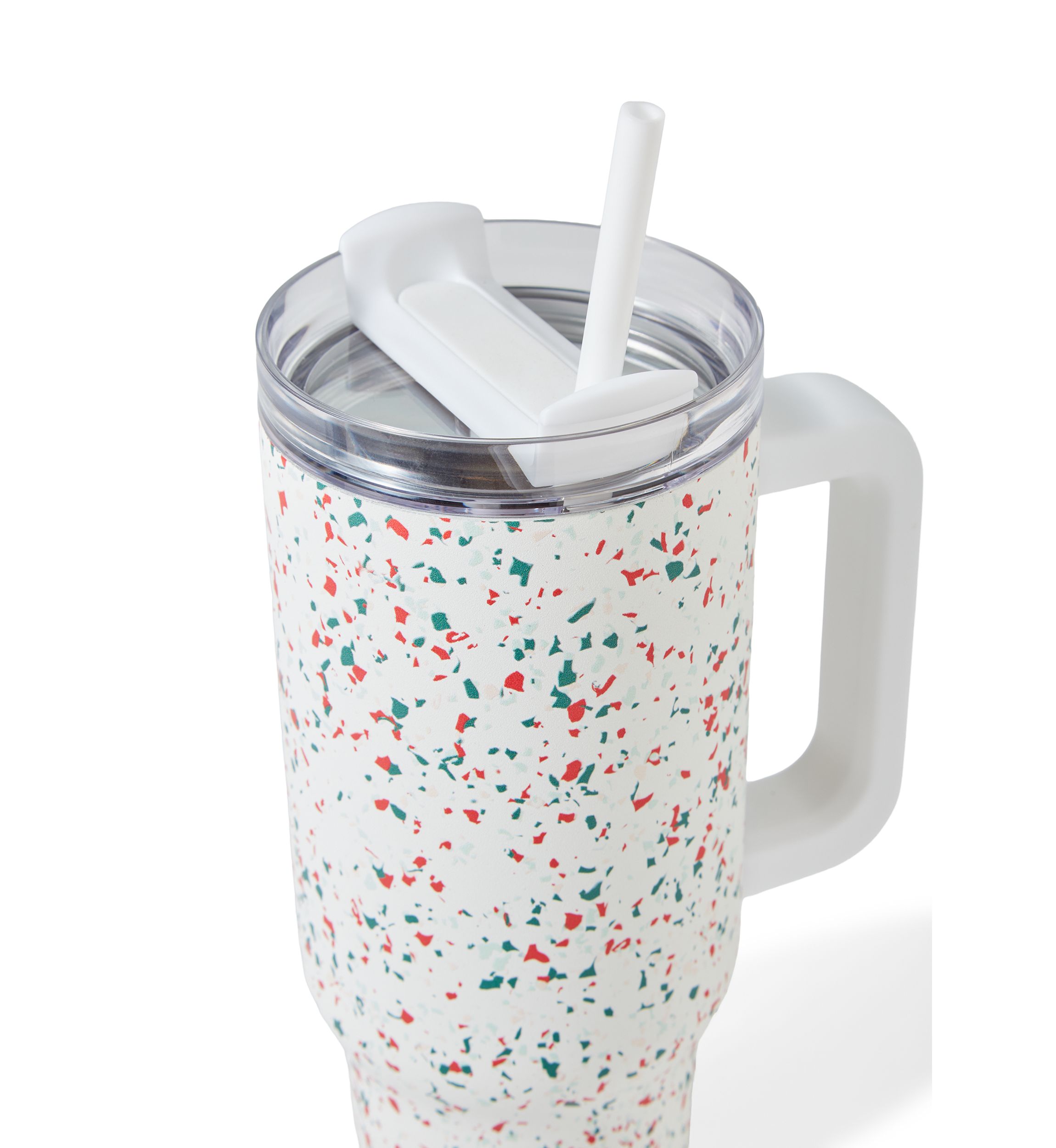 40 oz Holiday Terrazzo Print Insulated Tumbler with Handle 