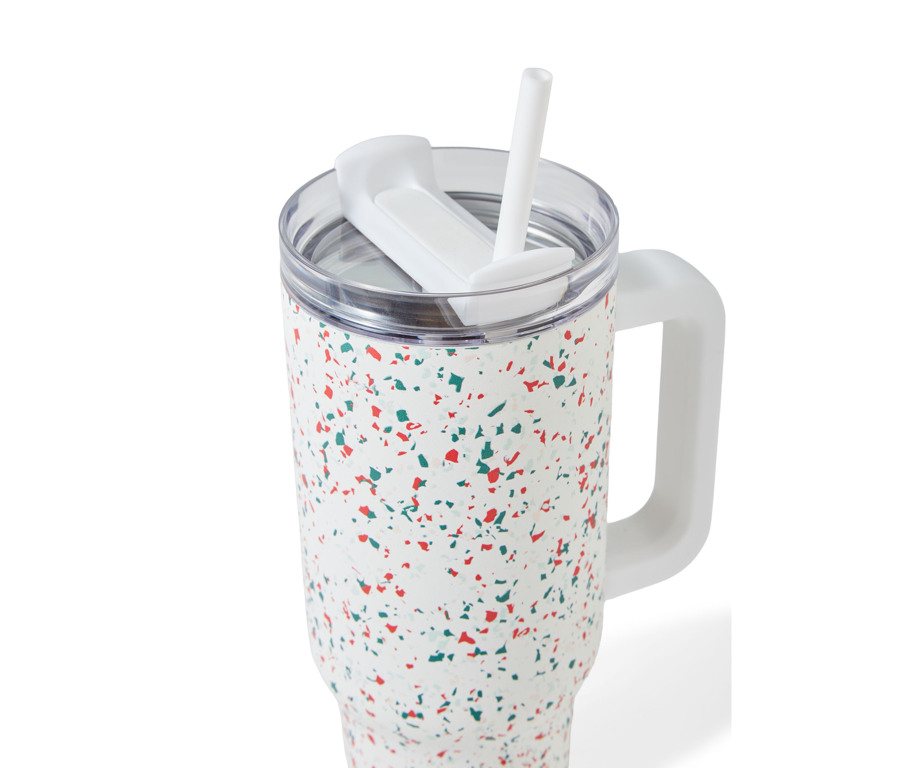 40 oz Holiday Terrazzo Print Insulated Tumbler with Handle 