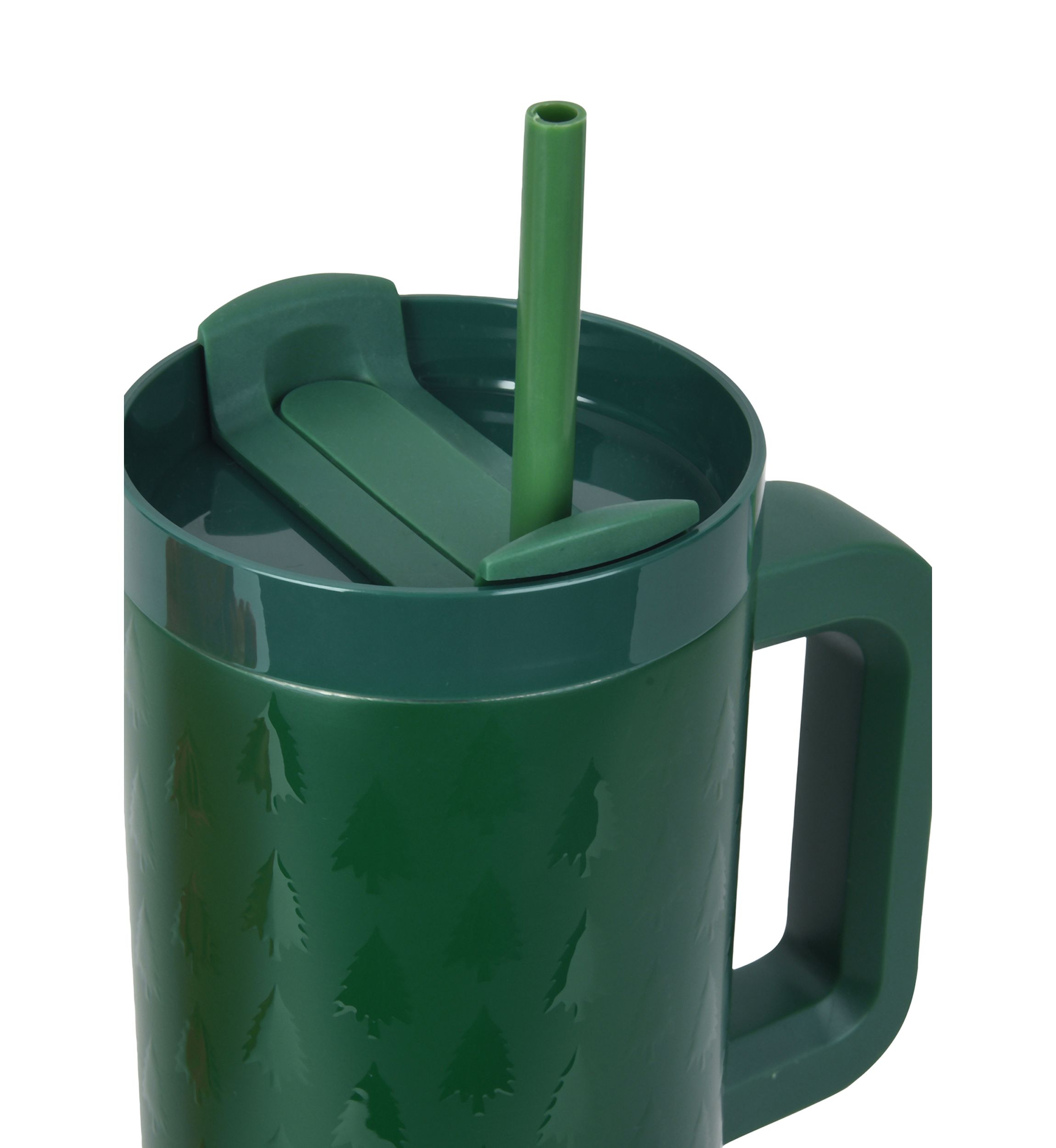 30 oz Dark Green Embossed Tree Insulated Tumbler with Handle