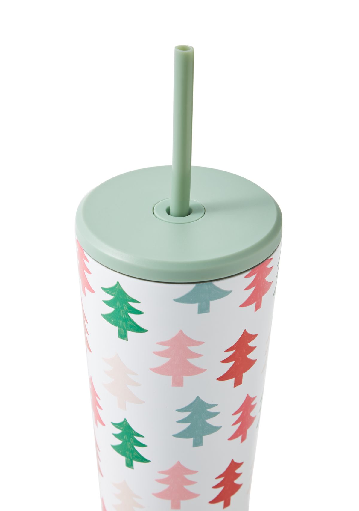 24 oz Multi-Light Green Christmas Straw Tumbler