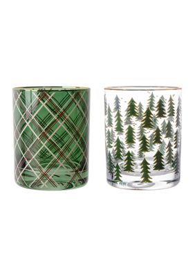 Elite Global Brands Set of 2 Holiday Glasses, Green, 12 Ounces
