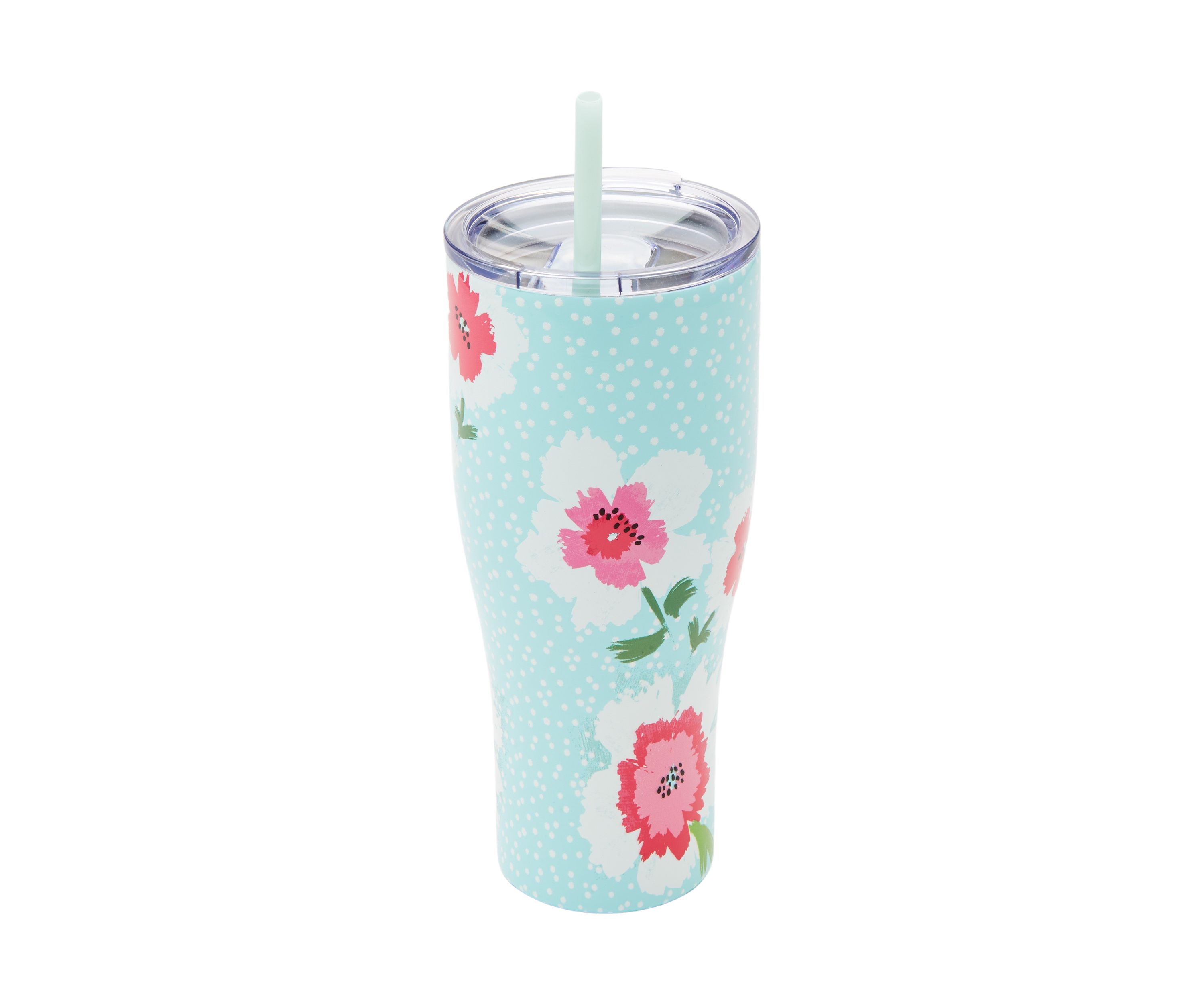 Turquoise Floral Tumbler