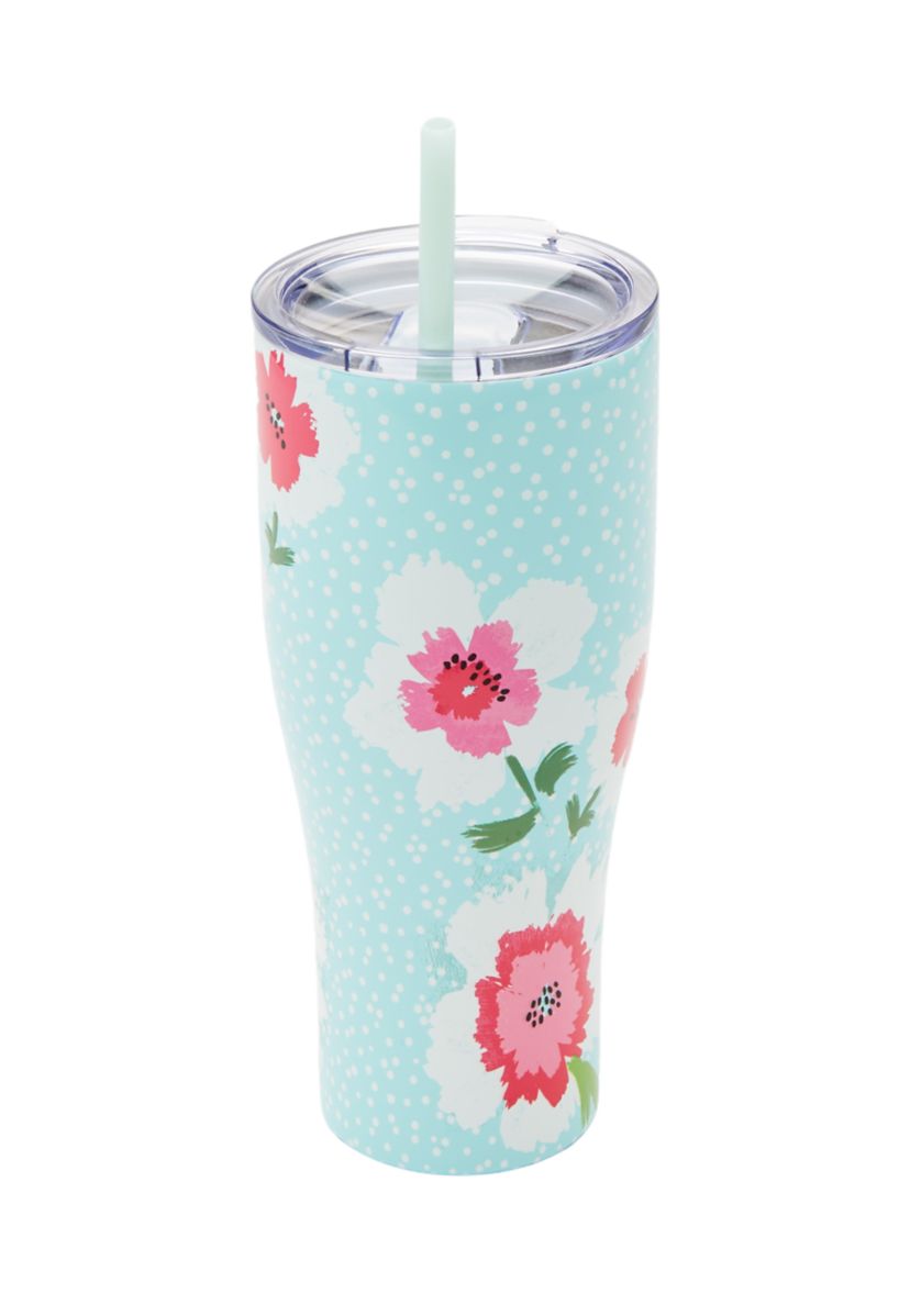 Turquoise Floral Tumbler