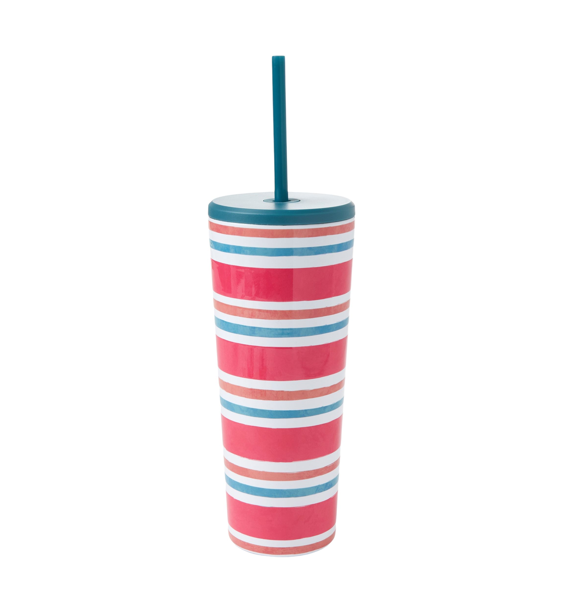 Pink Turquoise Stripe Tumbler 