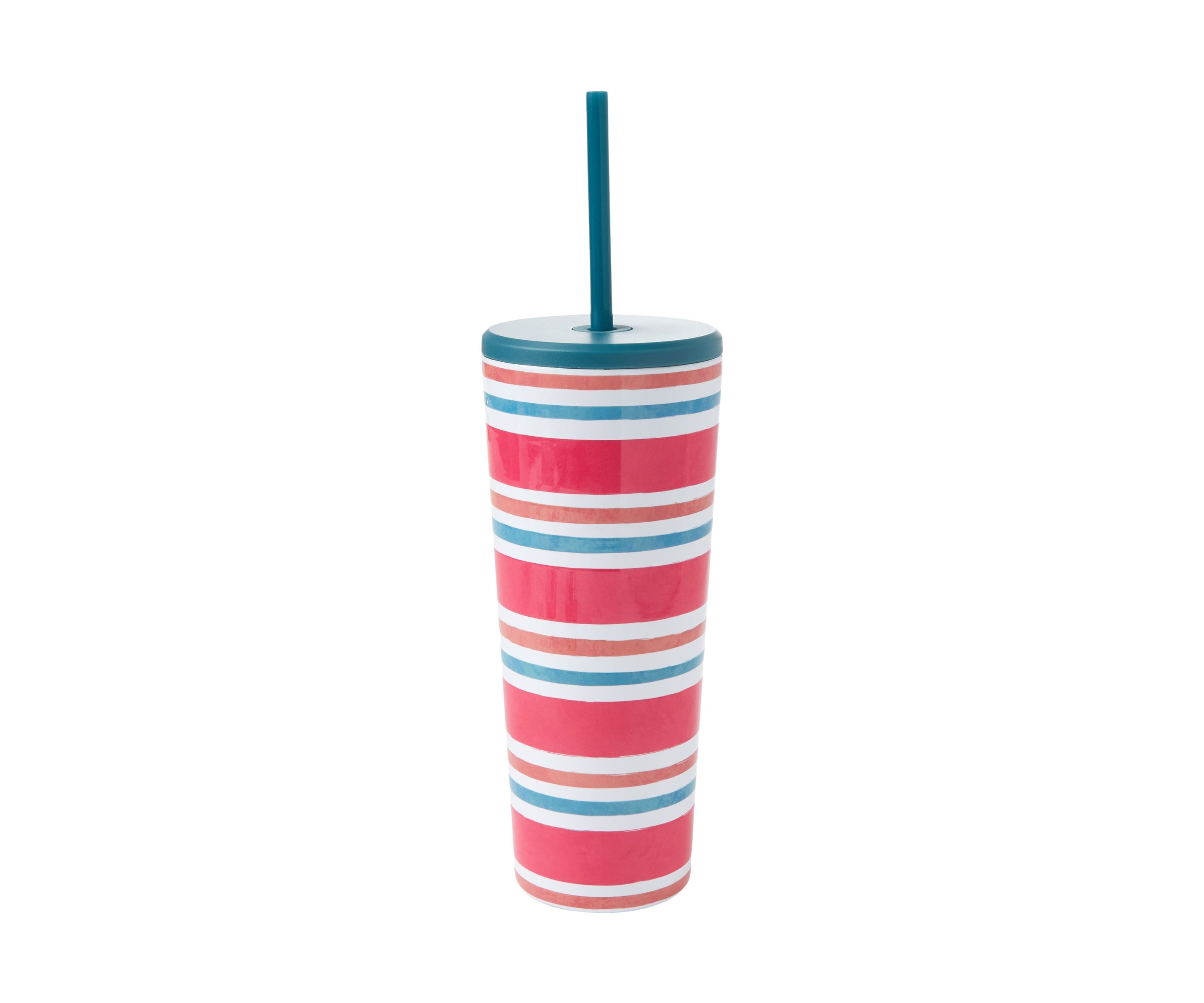 Pink Turquoise Stripe Tumbler 