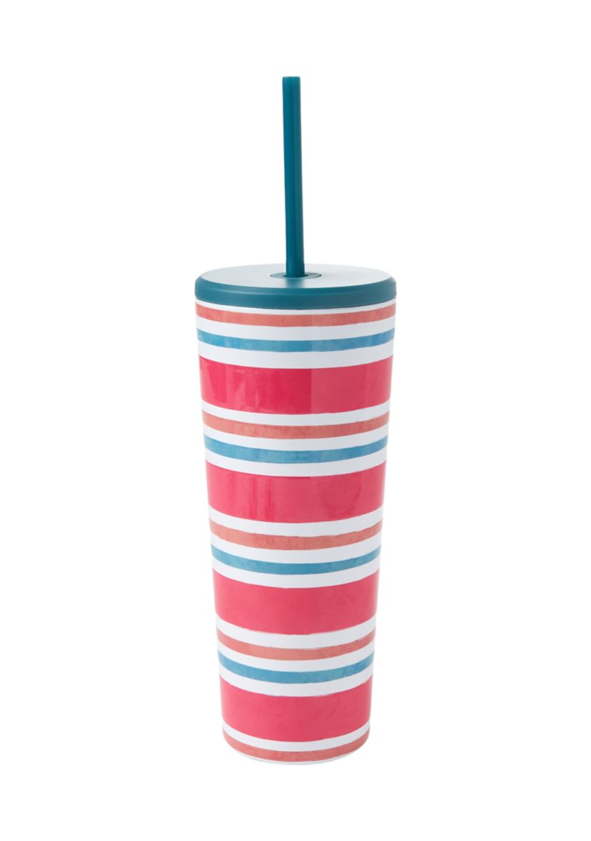 Pink Turquoise Stripe Tumbler 