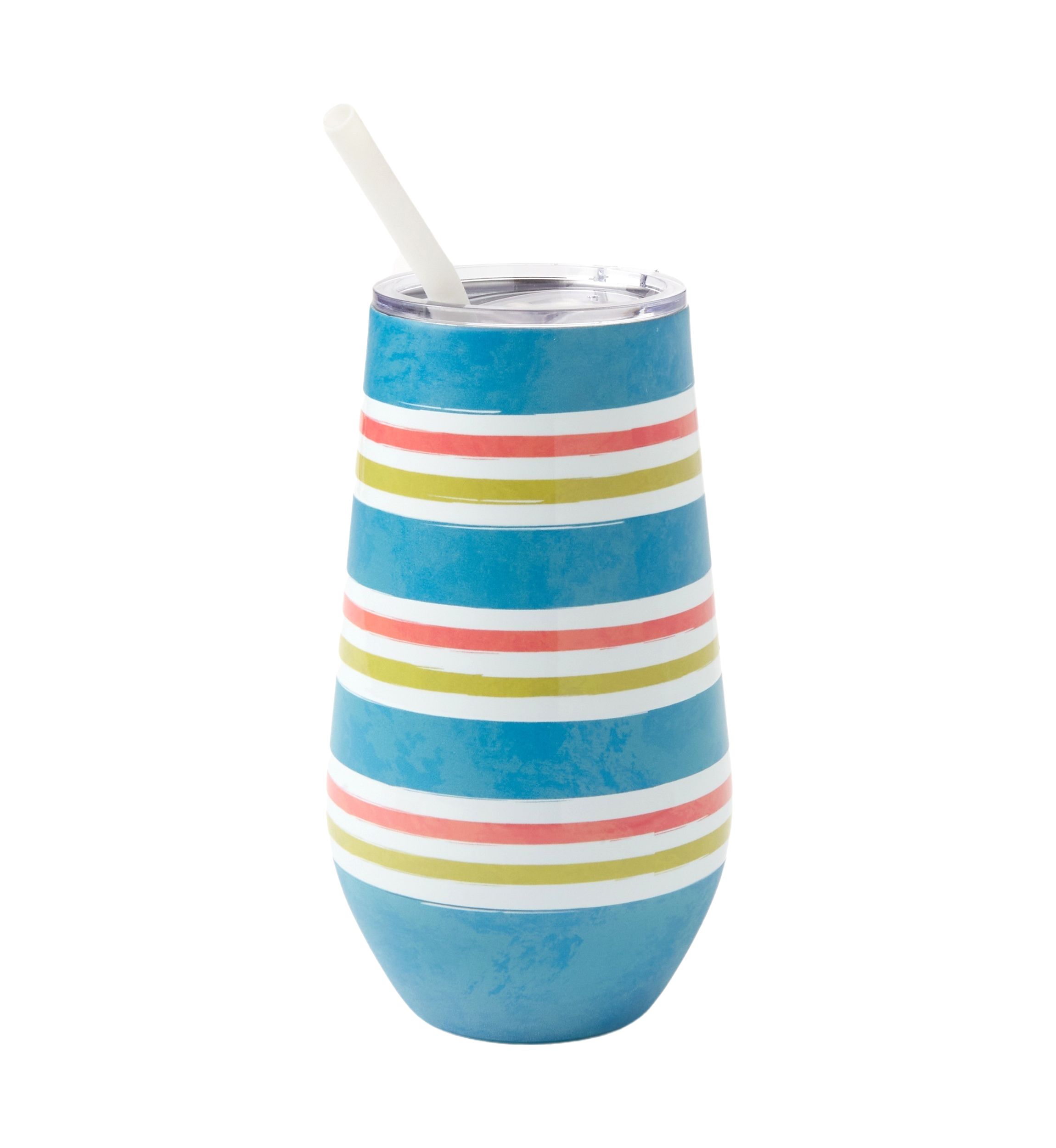 Turquoise Pink Stripe Tumbler - 16 oz.