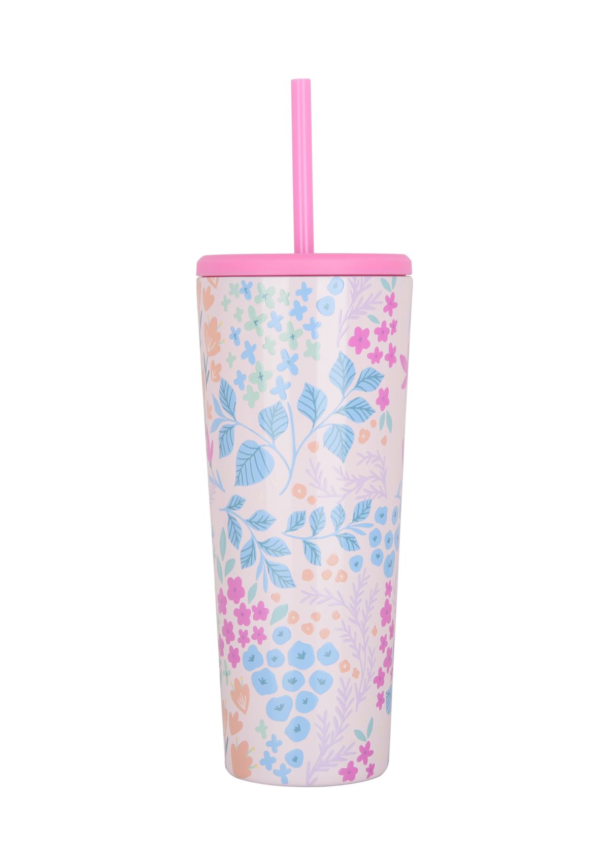 24 oz Straw Tumbler - Pink Floral