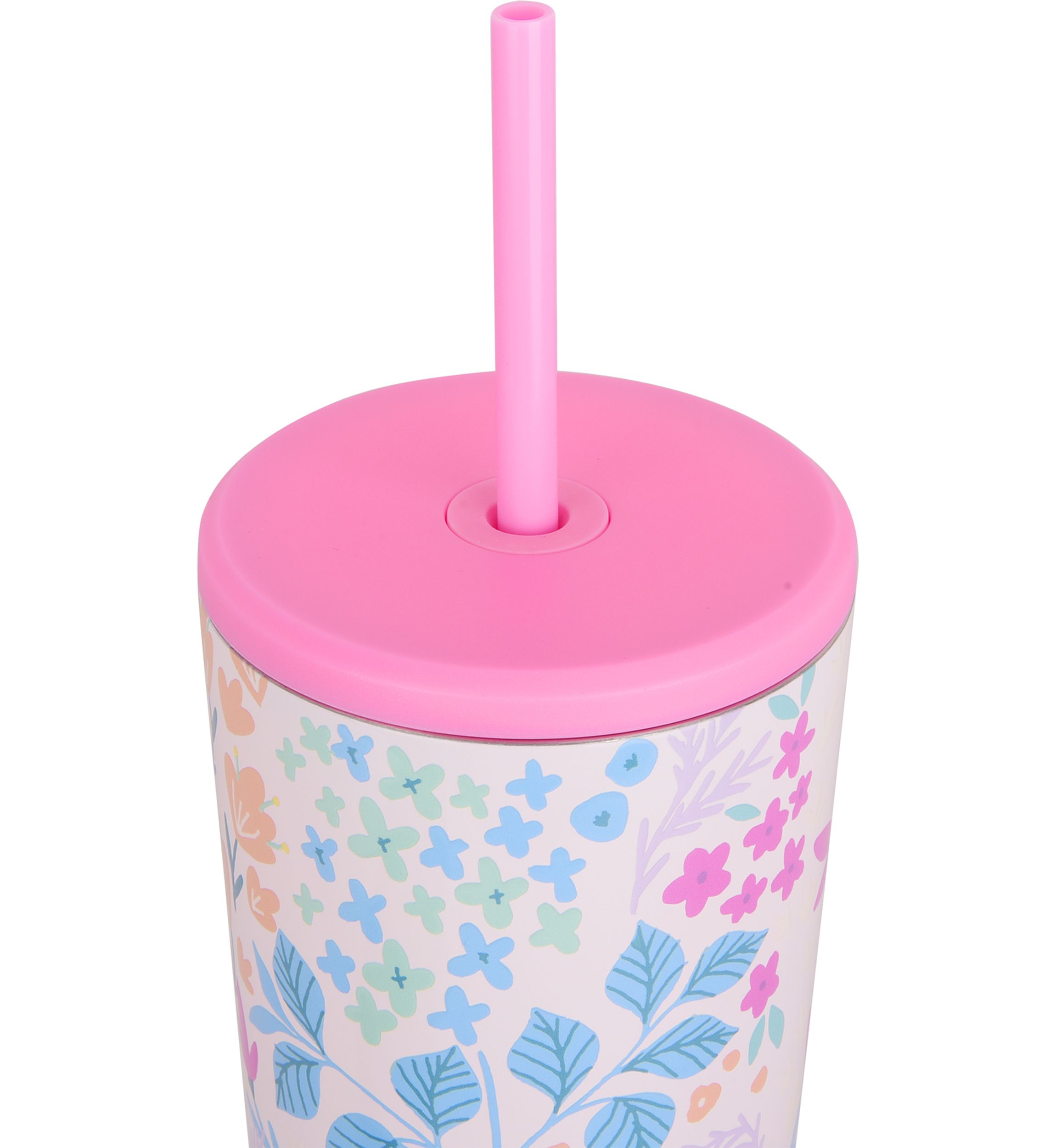 24 oz Straw Tumbler - Pink Floral