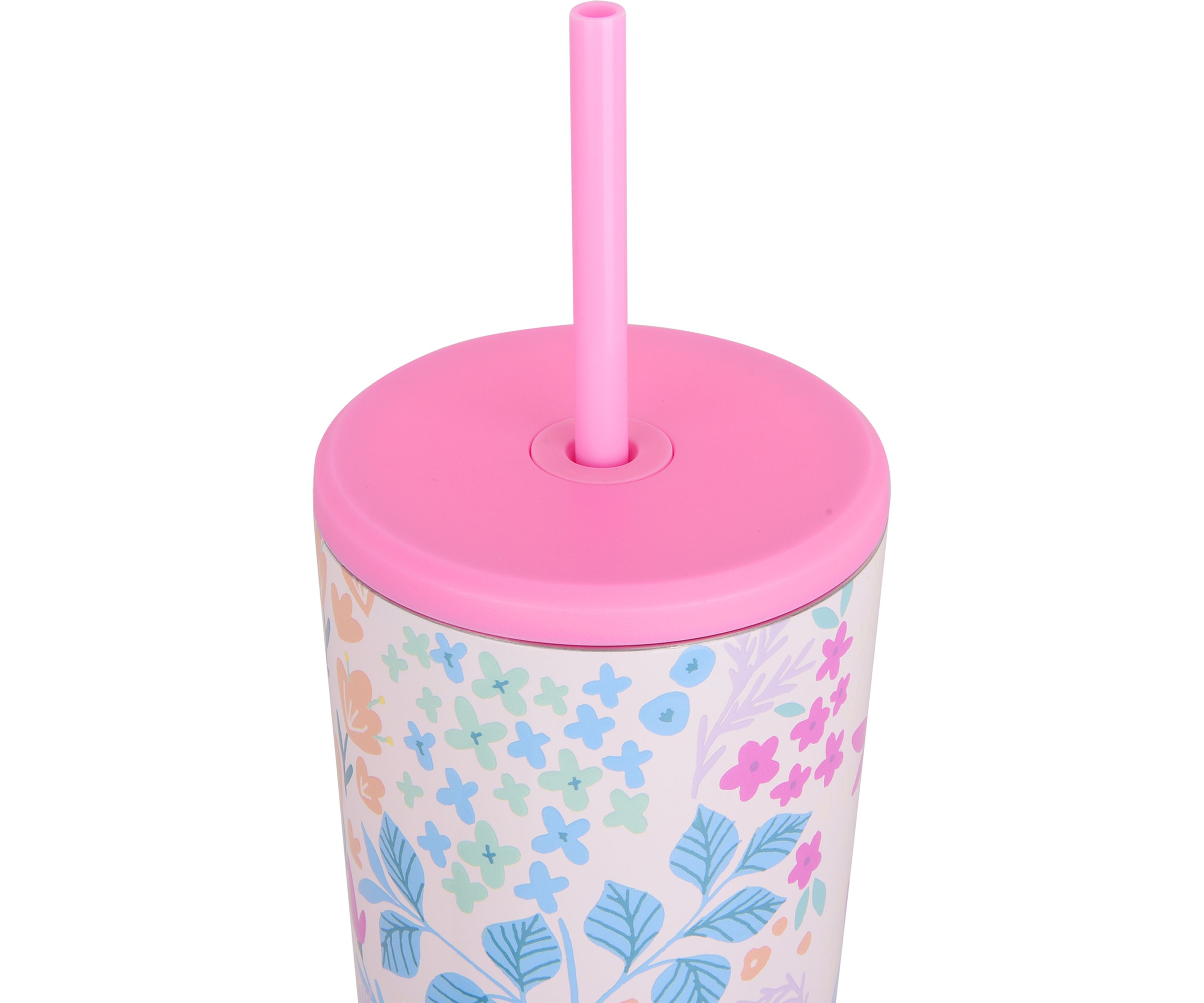 24 oz Straw Tumbler - Pink Floral