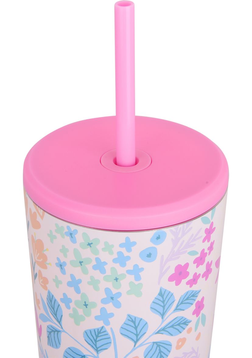 24 oz Straw Tumbler - Pink Floral