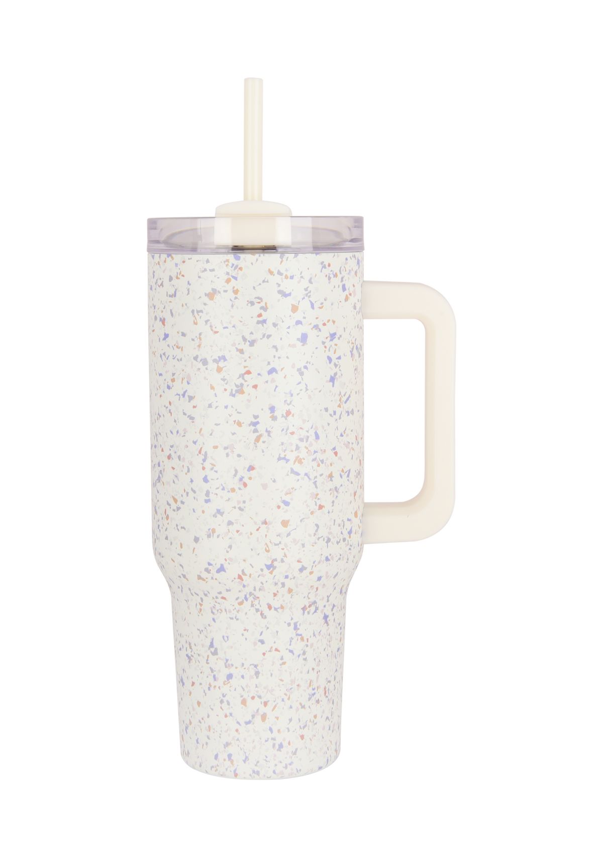 40 oz Handle Tumbler - White Terrazzo
