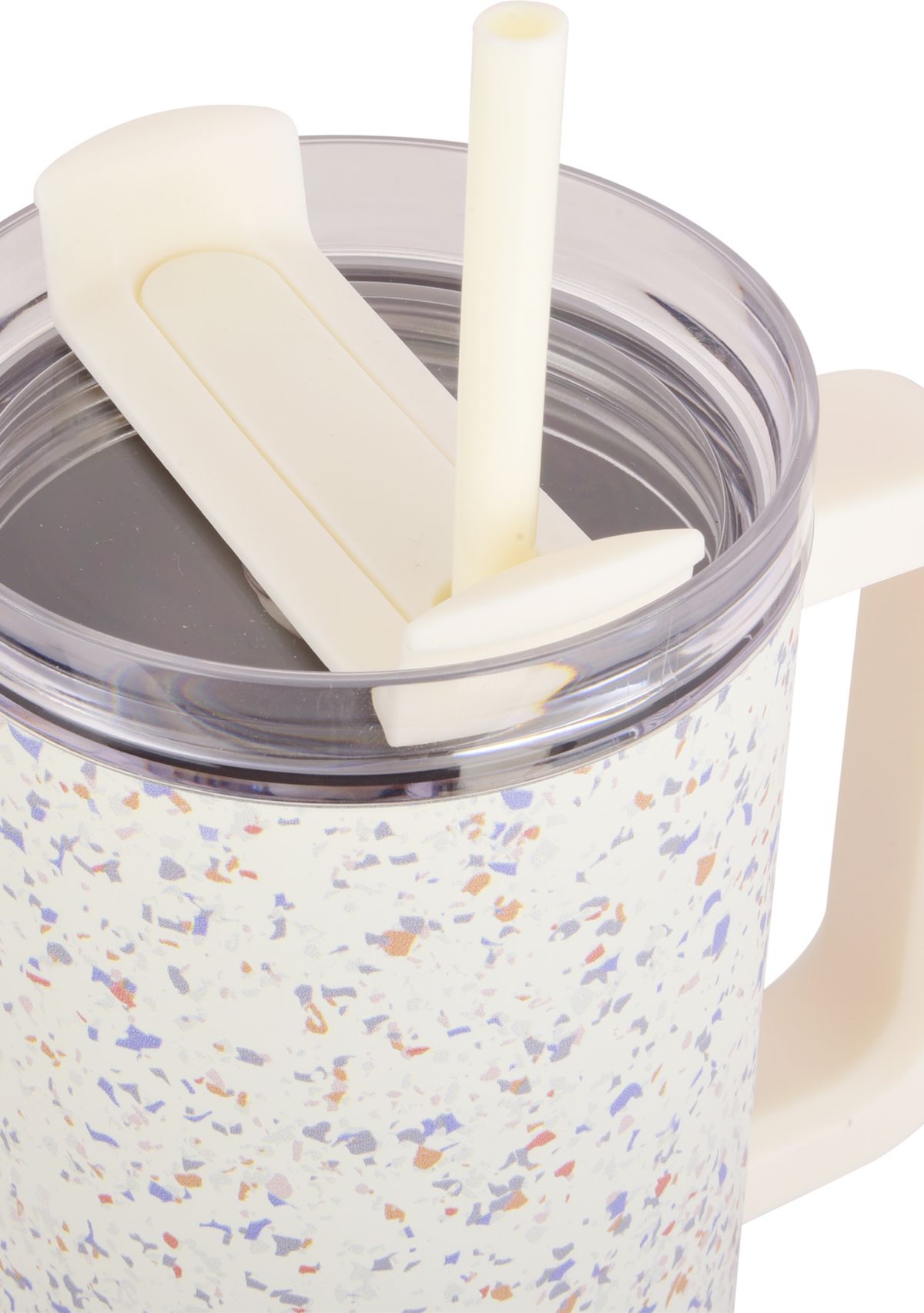 40 oz Handle Tumbler - White Terrazzo