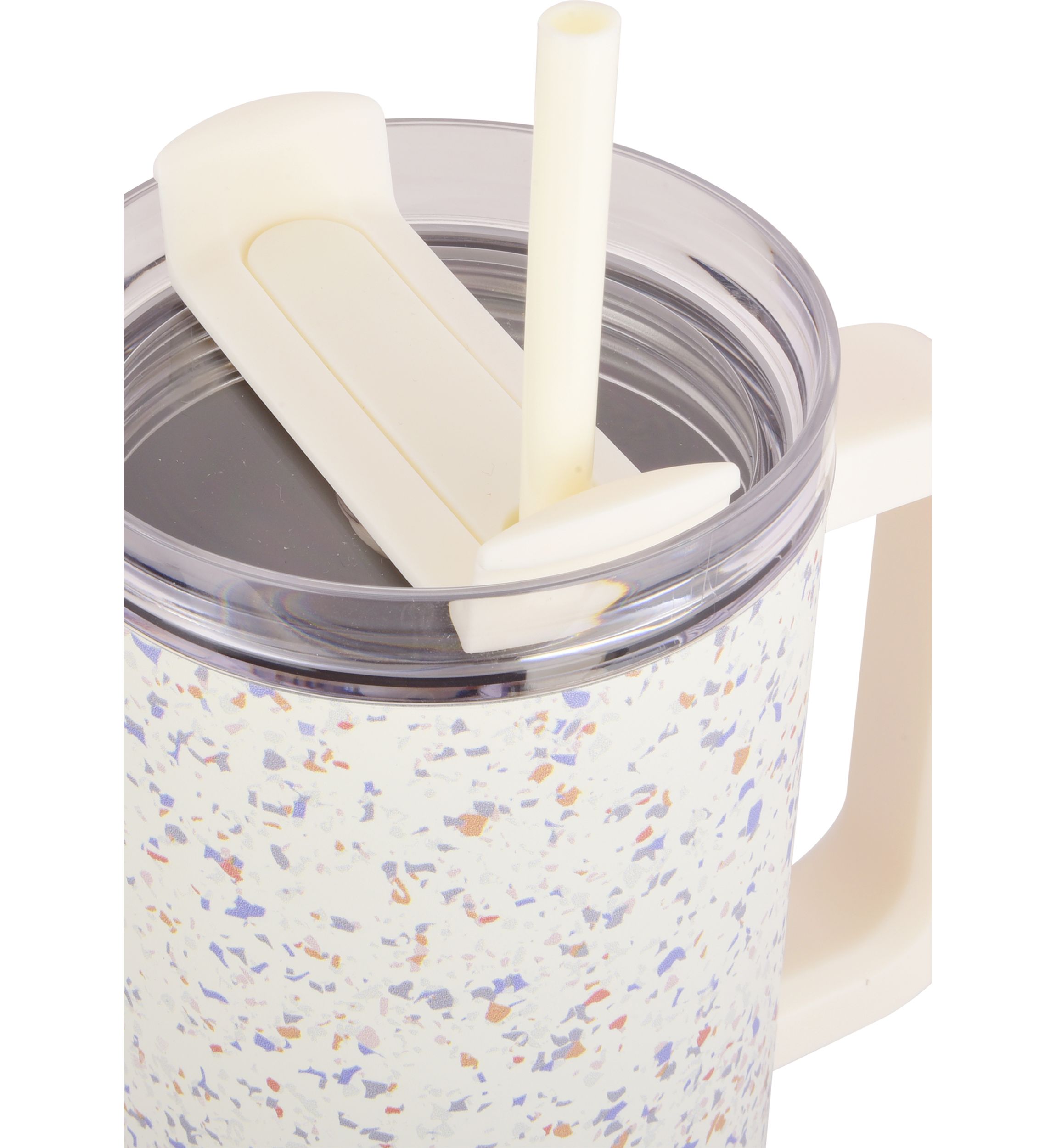 40 oz Handle Tumbler - White Terrazzo