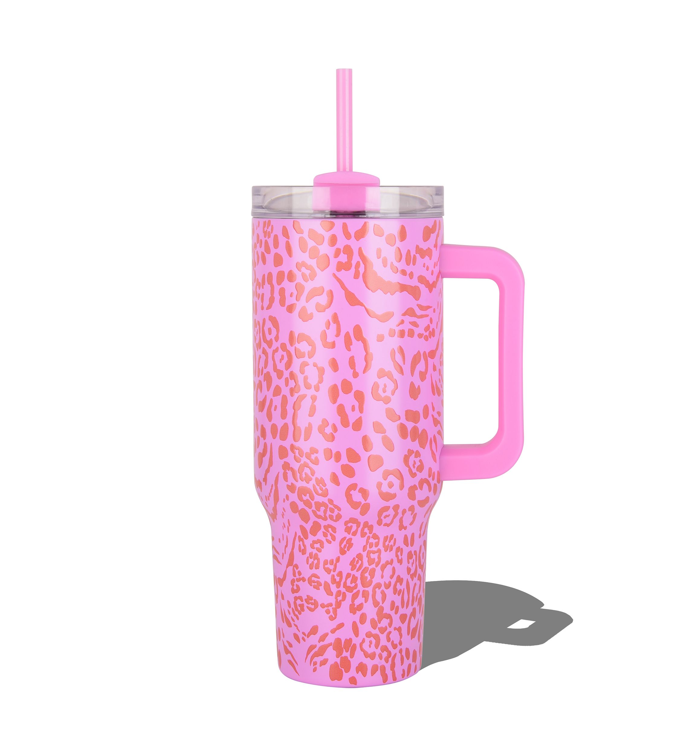 40 oz Handle Tumbler - Pink Animal