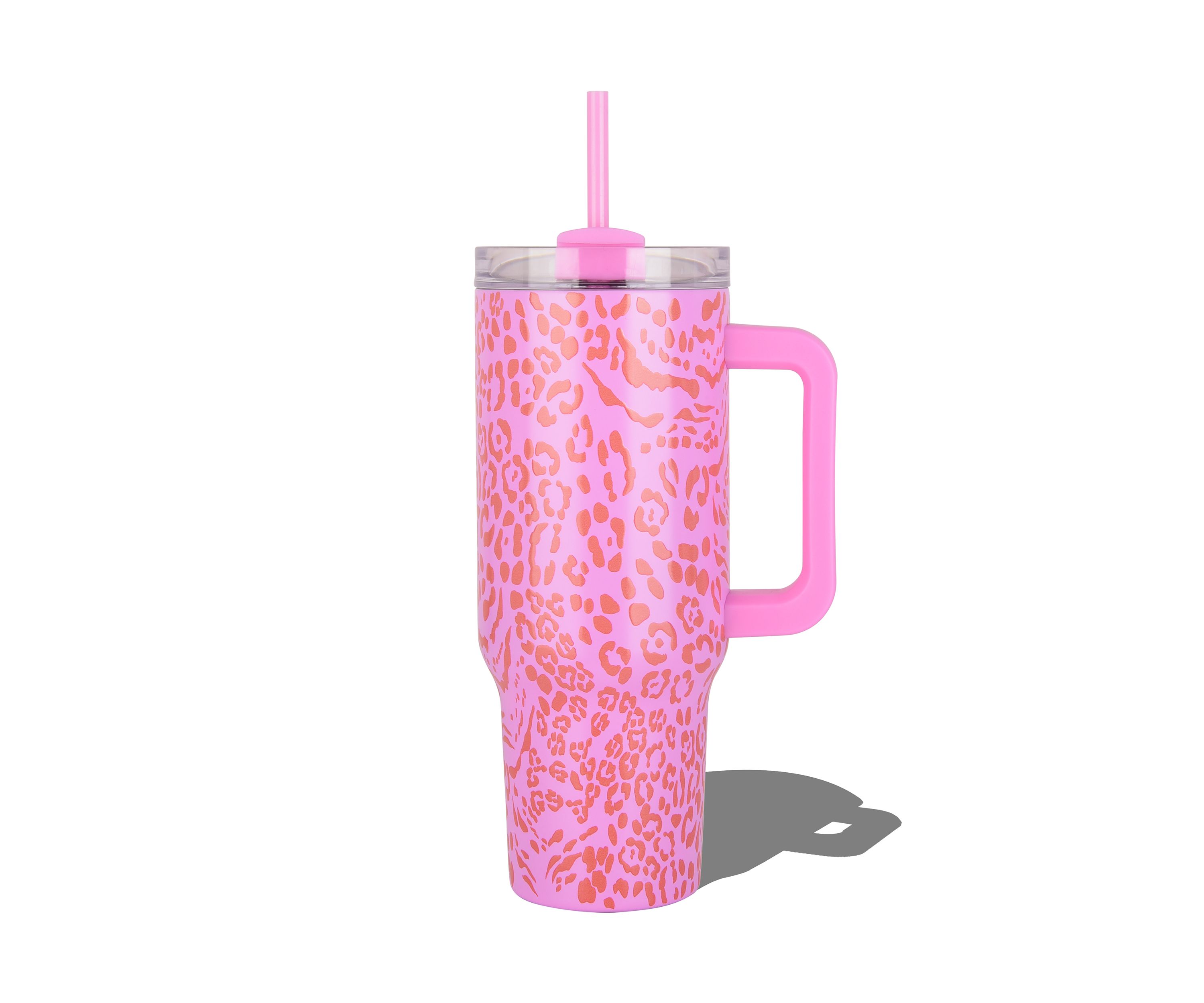 40 oz Handle Tumbler - Pink Animal