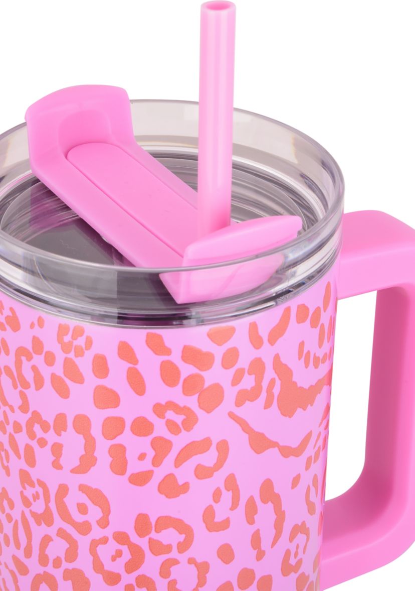 40 oz Handle Tumbler - Pink Animal