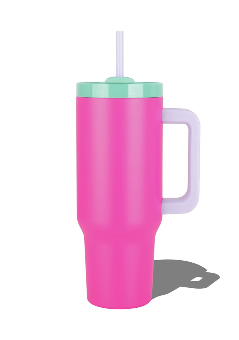 40 oz Handle Tumbler - Pink Colorblock