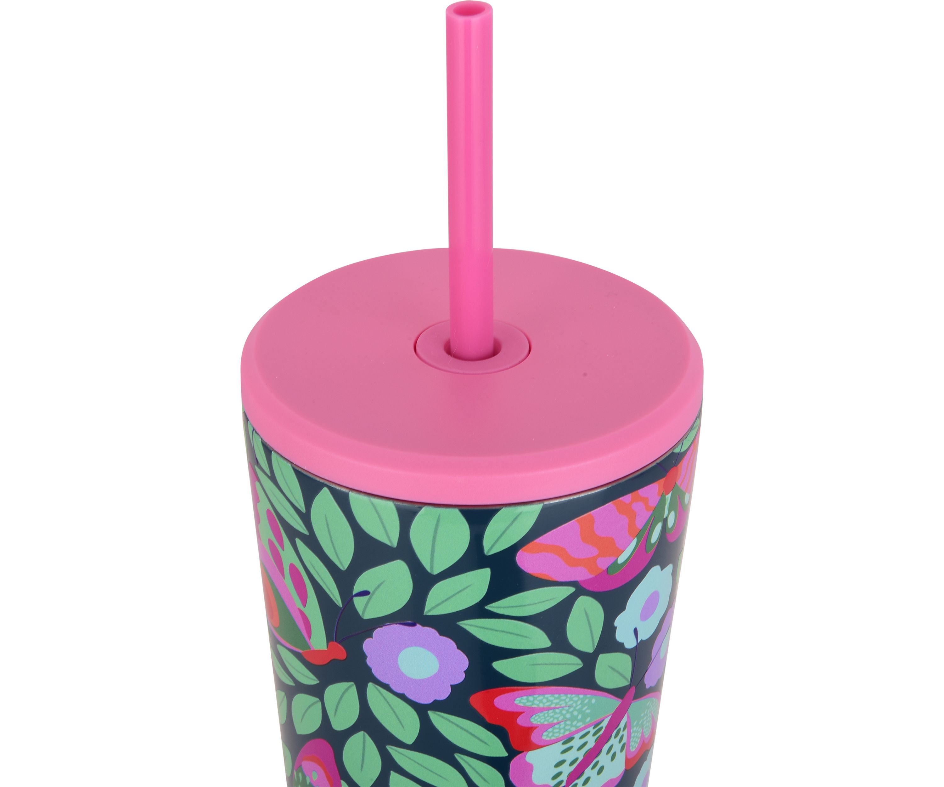 24 oz Straw Tumbler - Green Butterfly