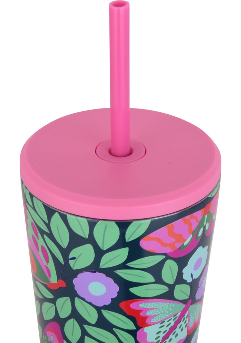 24 oz Straw Tumbler - Green Butterfly