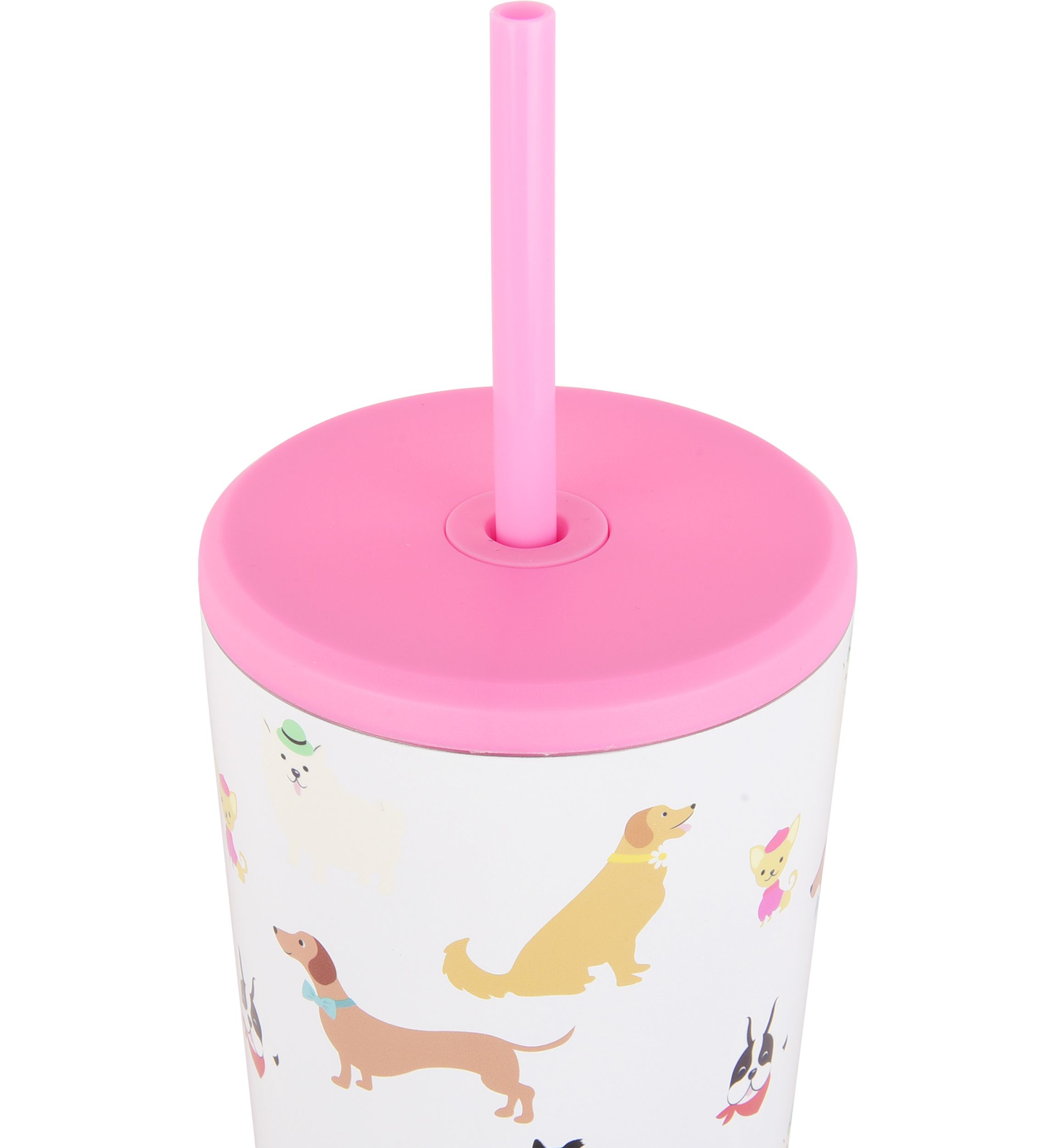 24 oz Straw Tumbler - Pink Dogs