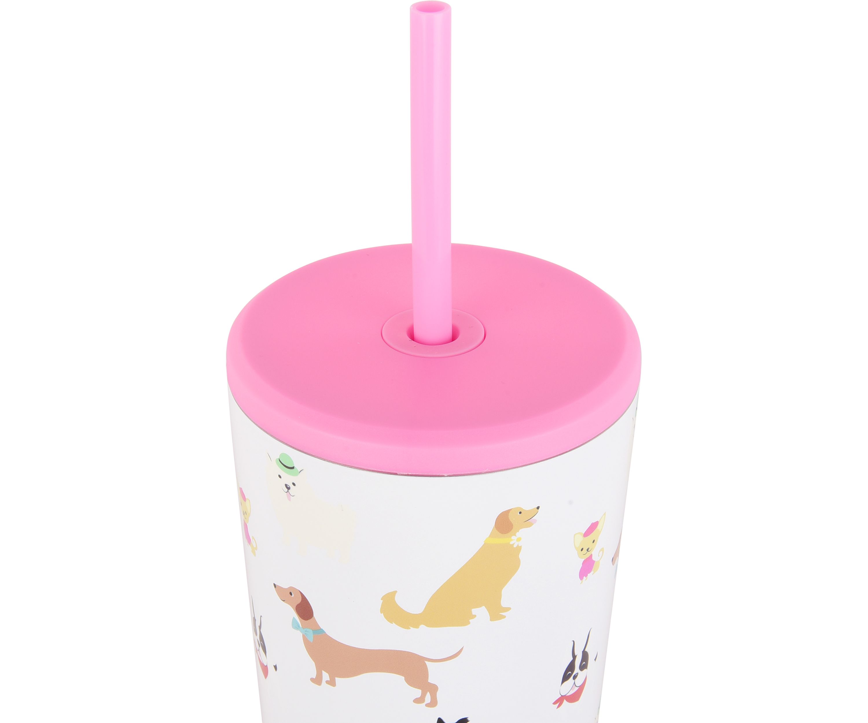 24 oz Straw Tumbler - Pink Dogs