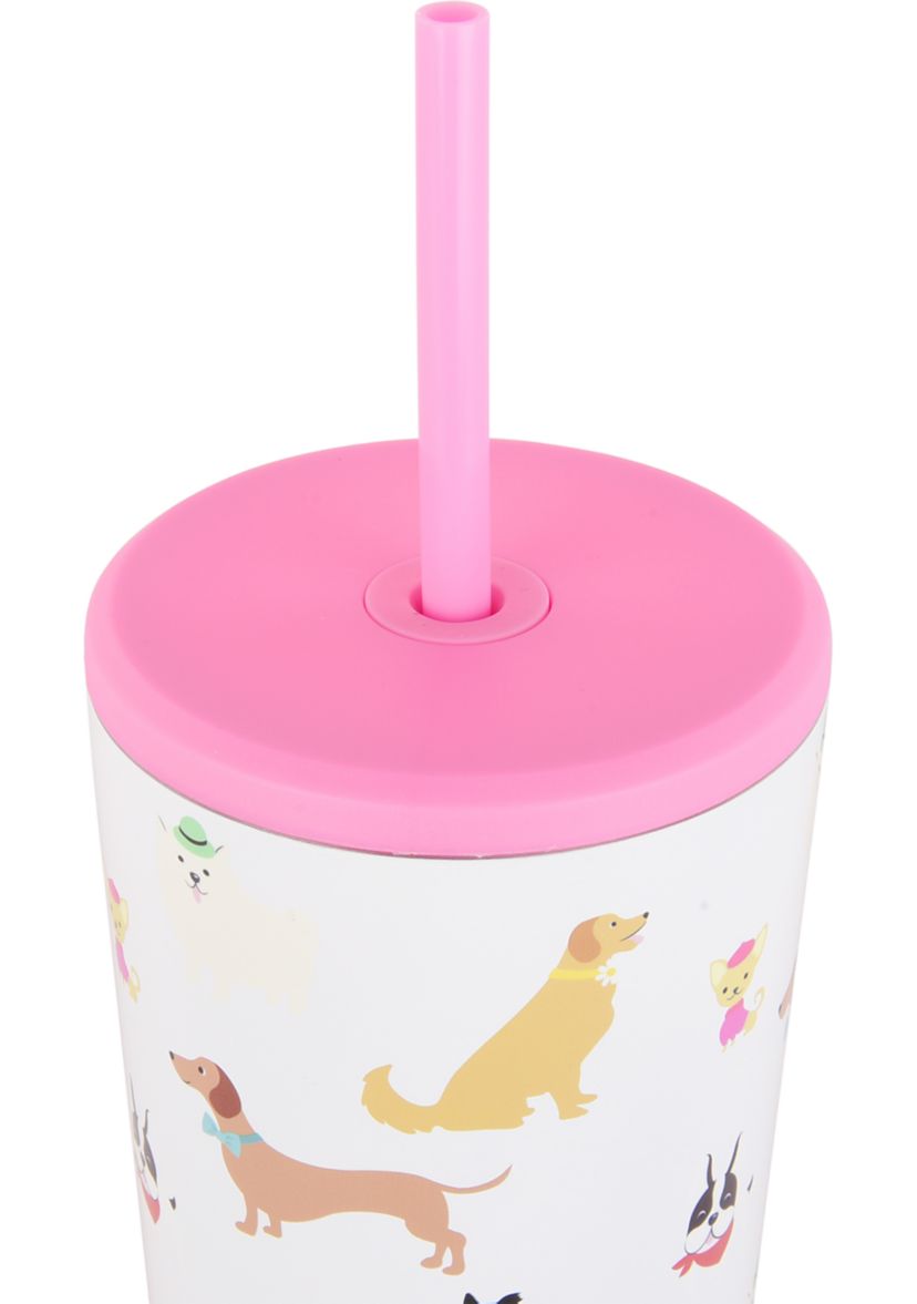 24 oz Straw Tumbler - Pink Dogs