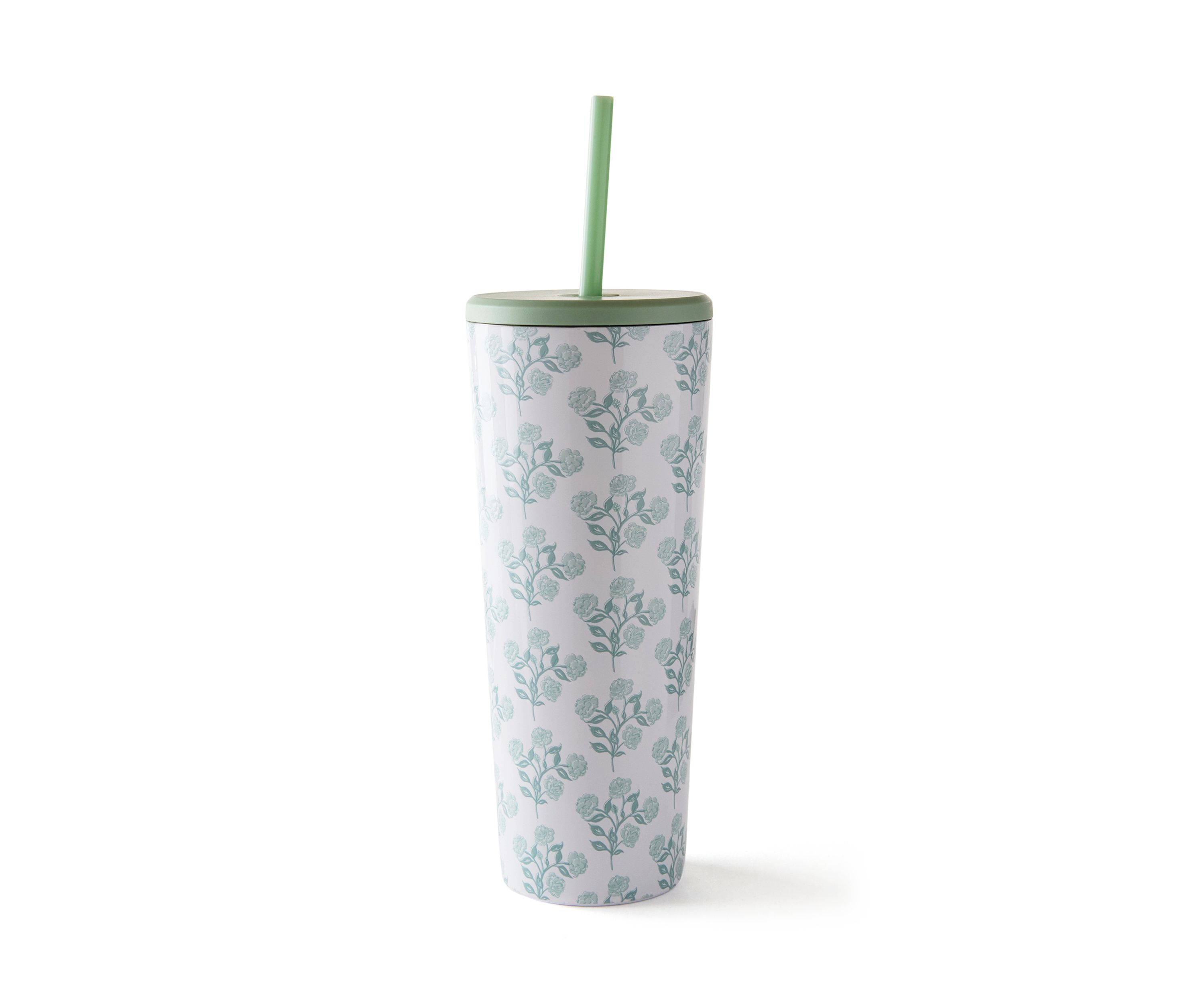 24 Ounce Green Floral Wanderer Tumbler