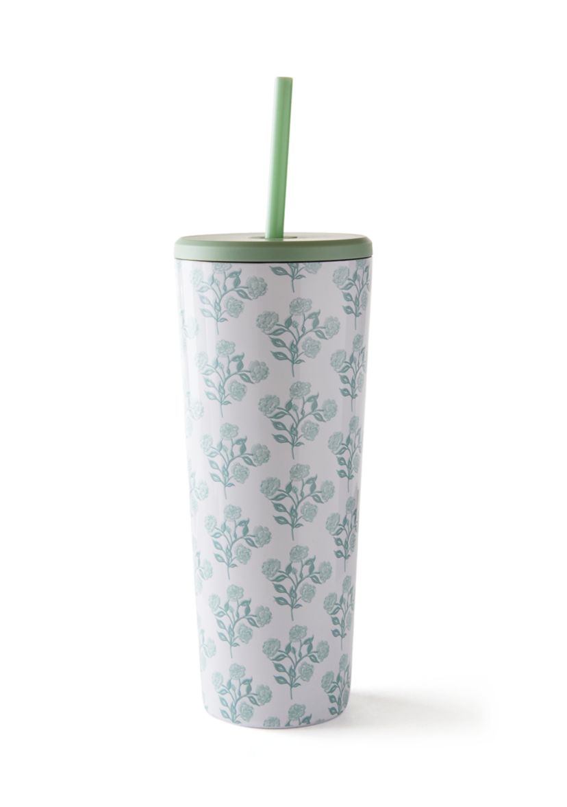 24 Ounce Green Floral Wanderer Tumbler
