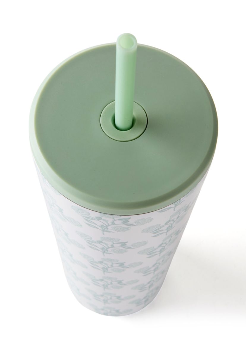 24 Ounce Green Floral Wanderer Tumbler