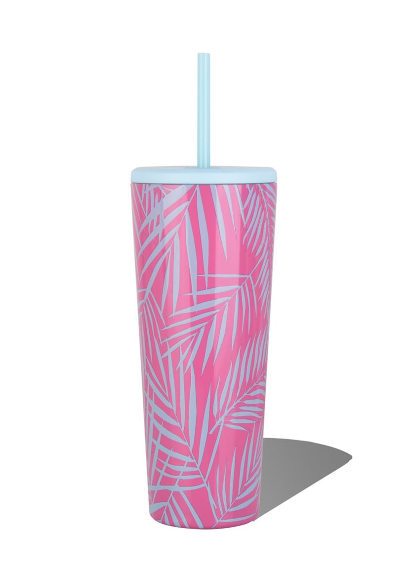 24 Ounce Pink Palm Tumbler