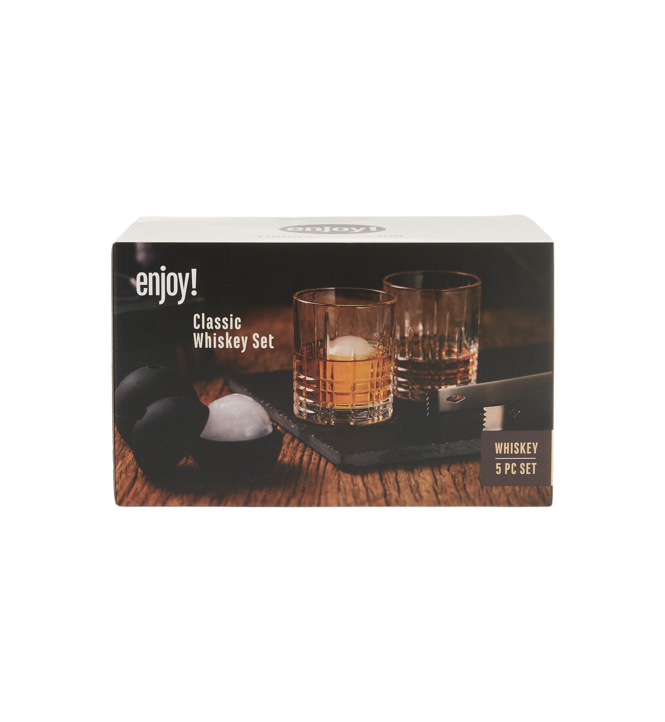 5 Piece Whiskey Set with Ice Molds