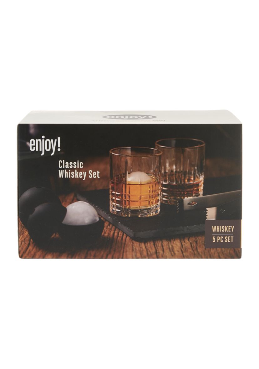 5 Piece Whiskey Set with Ice Molds