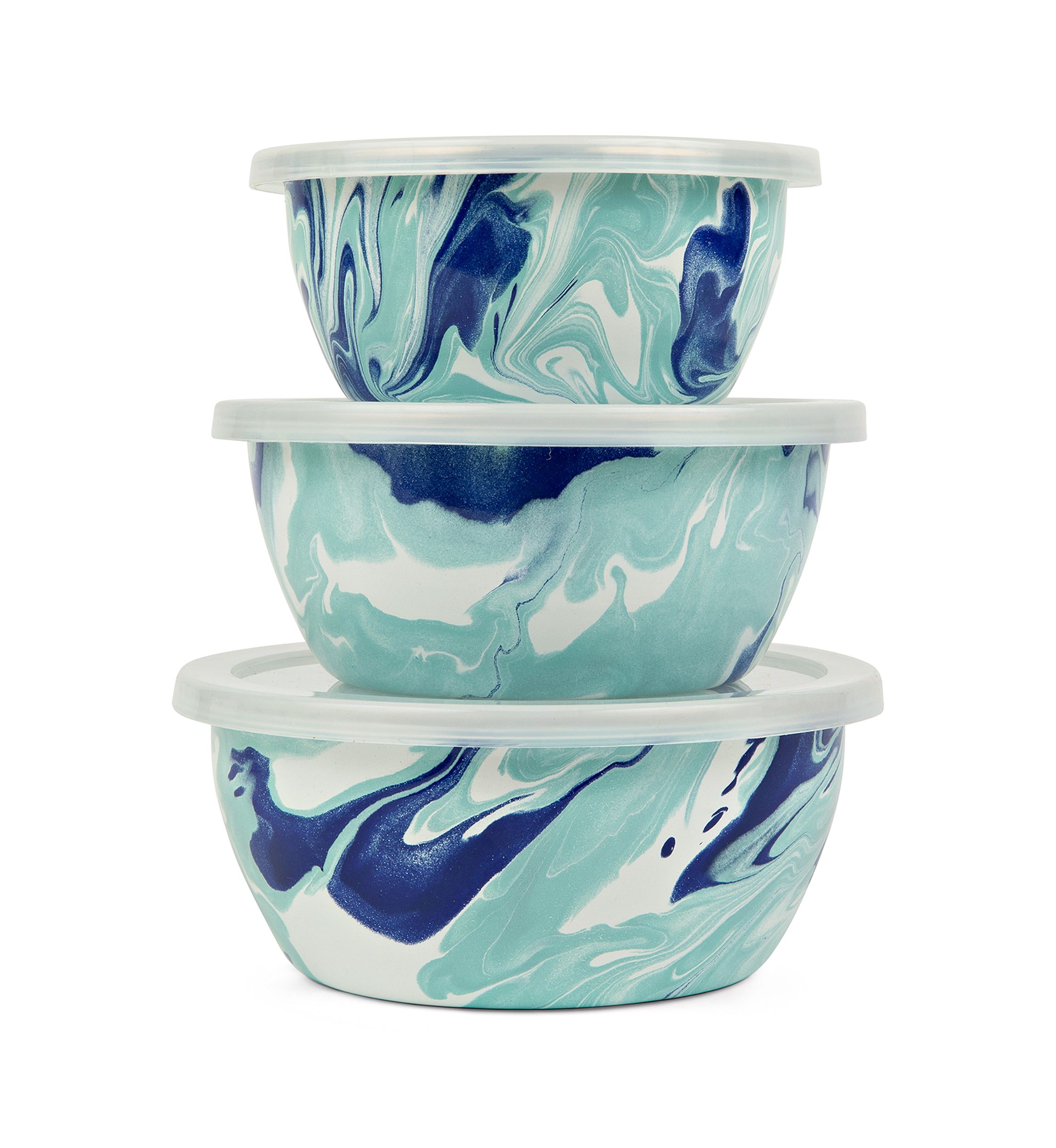 Set of 3 Lagoon Bowls With Lids