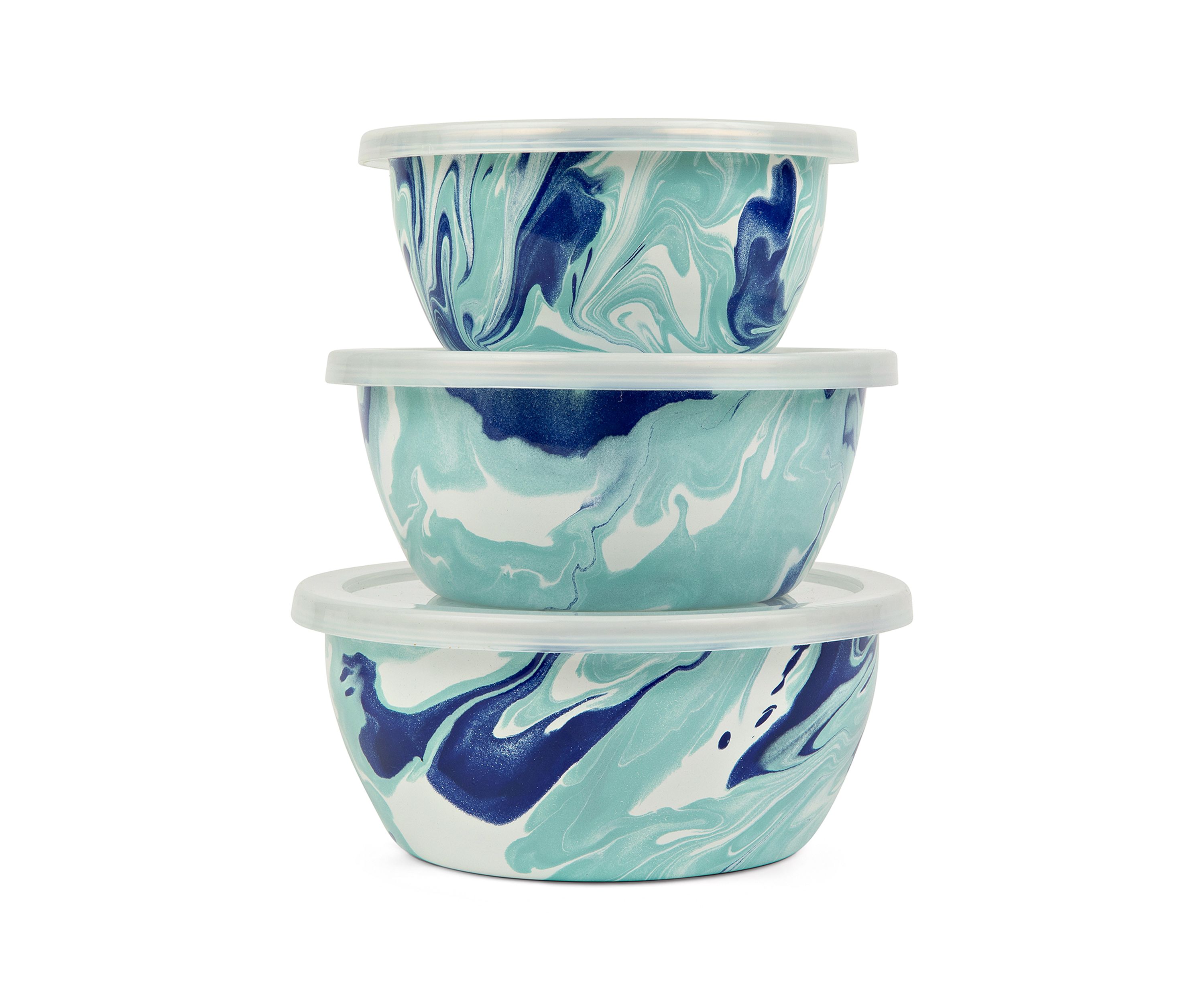Set of 3 Lagoon Bowls With Lids