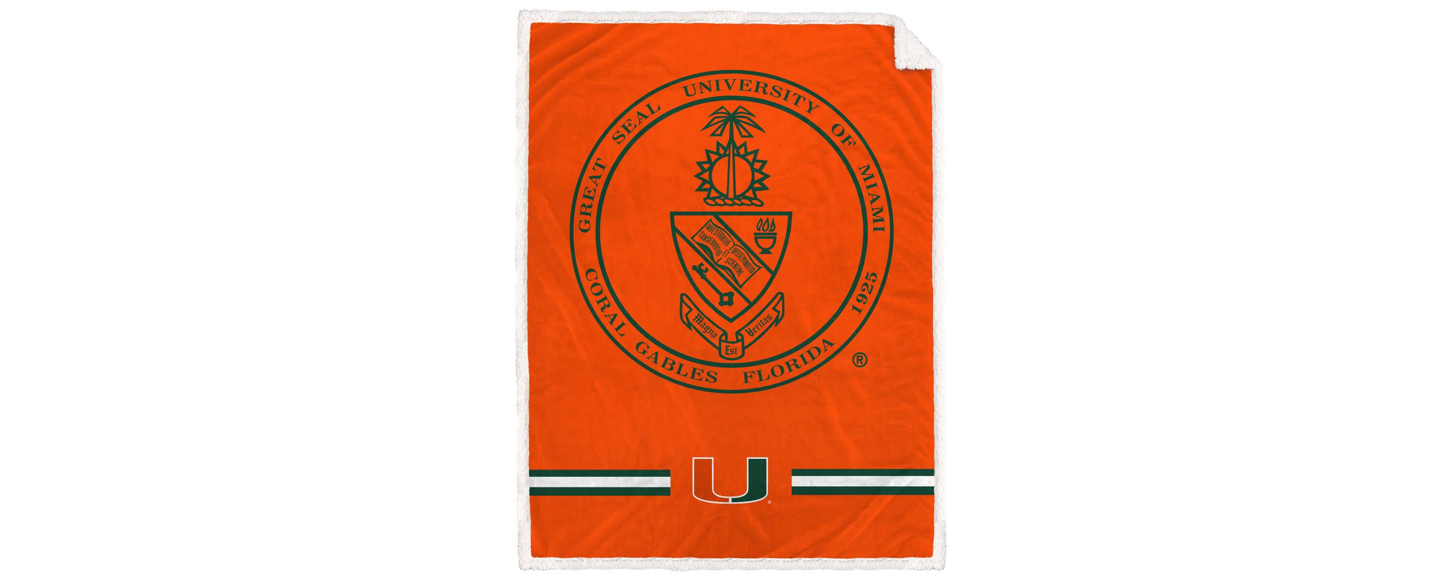 Miami (FL) Hurricanes NCAA Miami Hurricanes 60 x 80 University Seal Flannel Sherpa Blanket