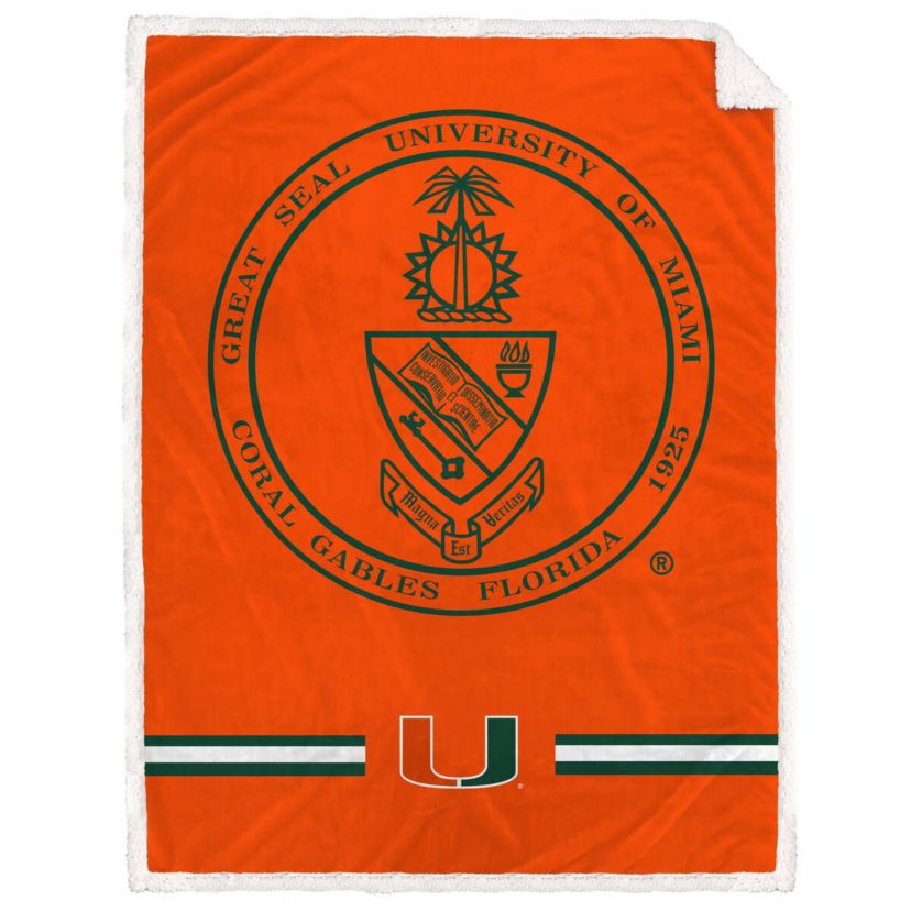 Miami (FL) Hurricanes NCAA Miami Hurricanes 60 x 80 University Seal Flannel Sherpa Blanket