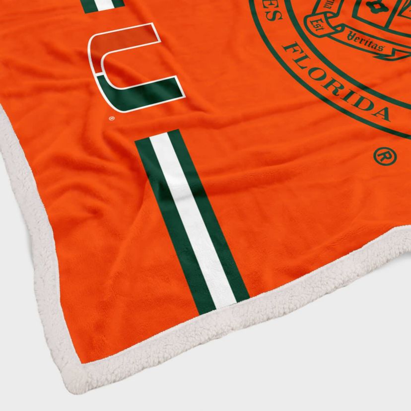 Miami (FL) Hurricanes NCAA Miami Hurricanes 60 x 80 University Seal Flannel Sherpa Blanket