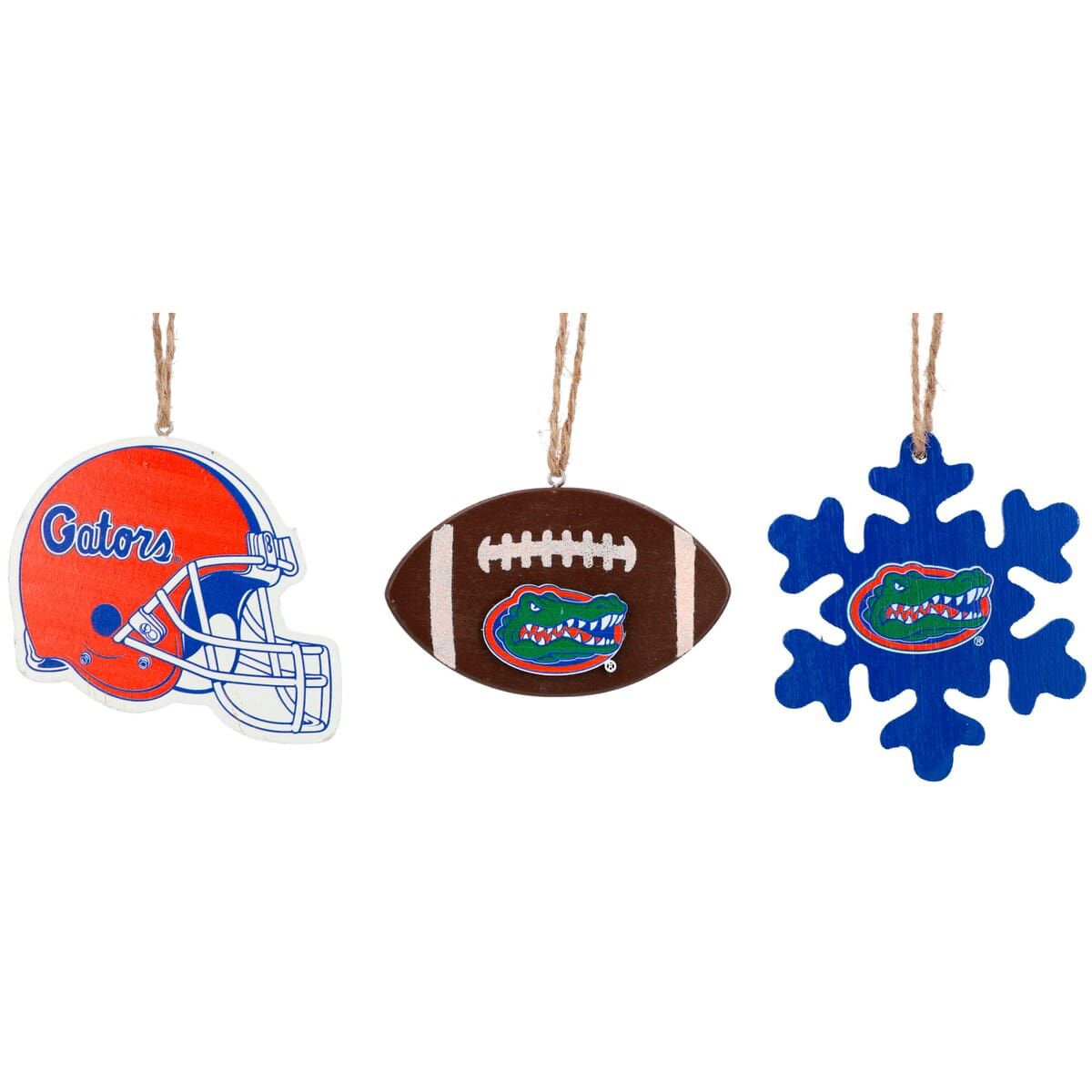 NCAA Florida Gators Three-Pack Helmet, Football & Snowflake Ornament Set