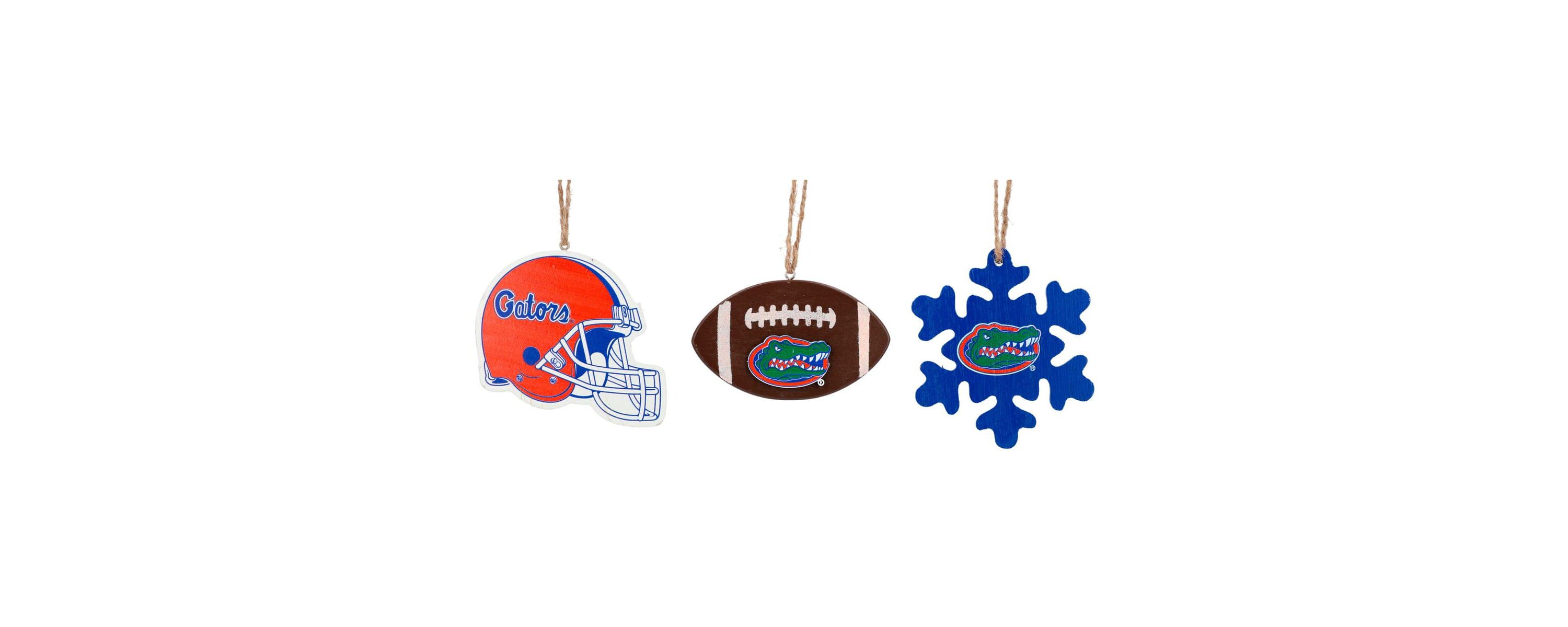 NCAA Florida Gators Three-Pack Helmet, Football & Snowflake Ornament Set