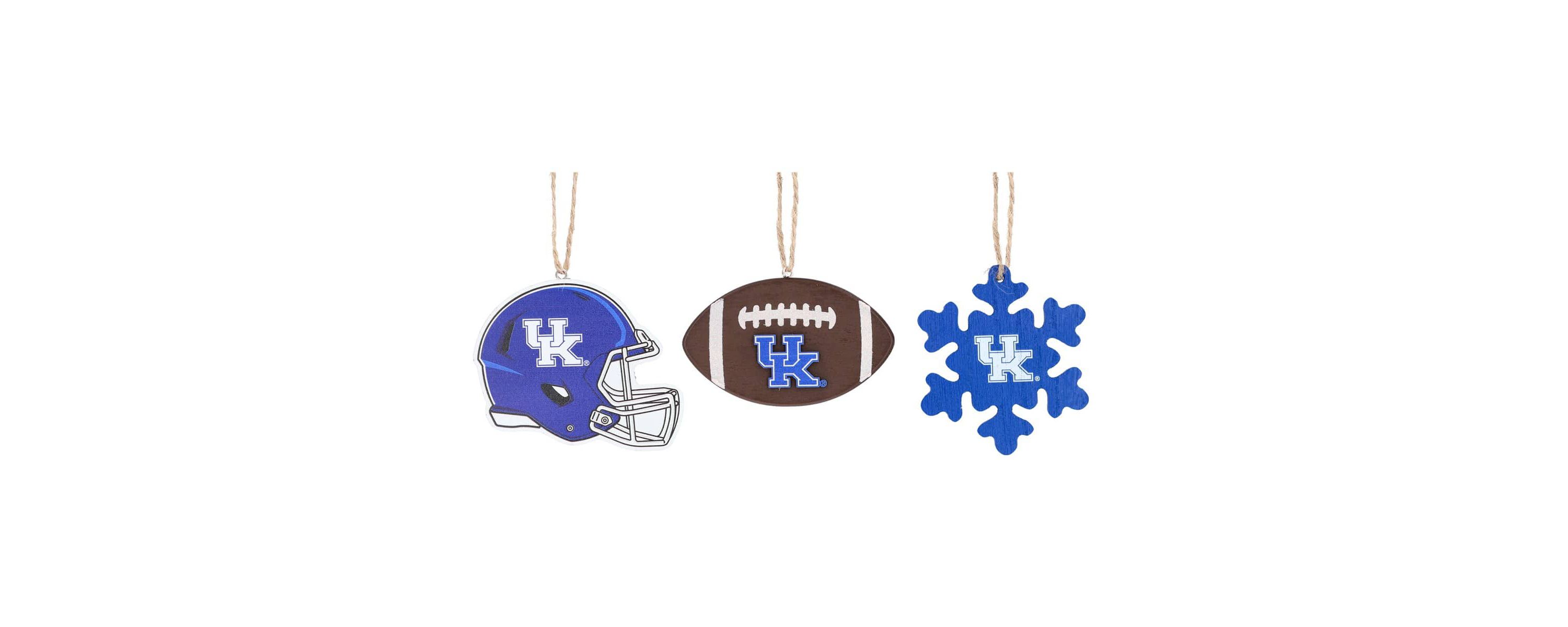 NCAA Kentucky Wildcats Three-Pack Helmet, Football & Snowflake Ornament Set