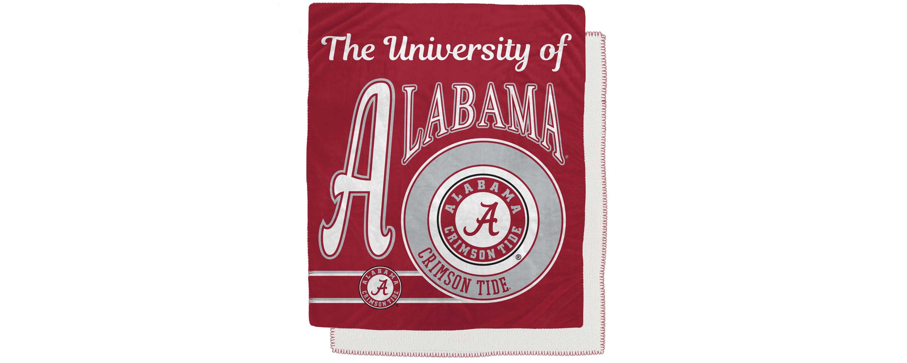 Alabama Crimson Tide NCAA Alabama Tide 50" x 60" Retro Emblem Flannel Fleece Sherpa Blanket