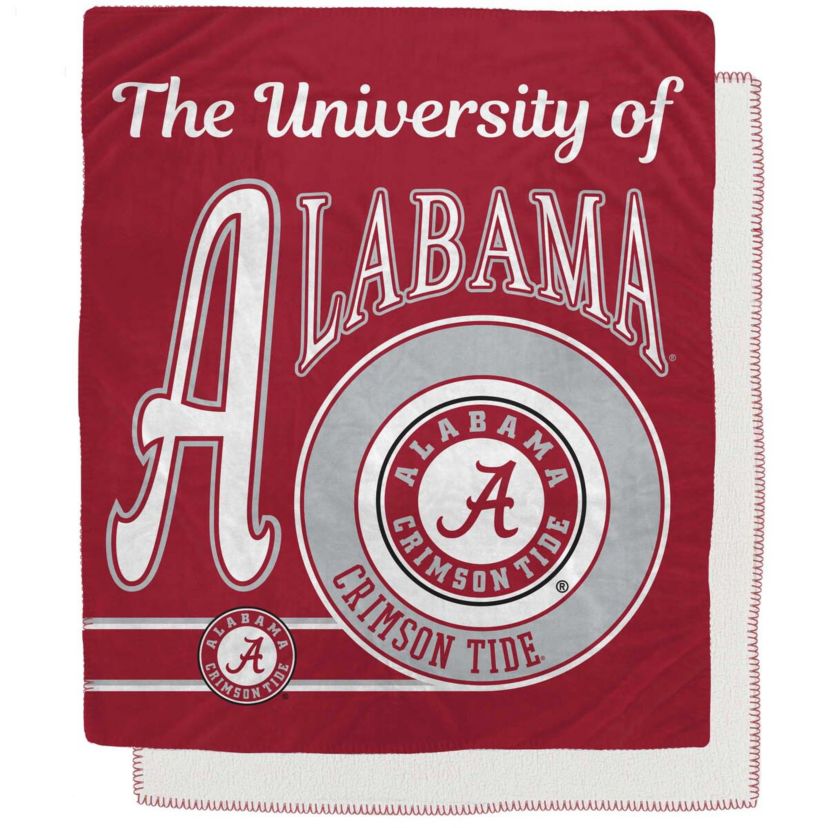 Alabama Crimson Tide NCAA Alabama Tide 50" x 60" Retro Emblem Flannel Fleece Sherpa Blanket