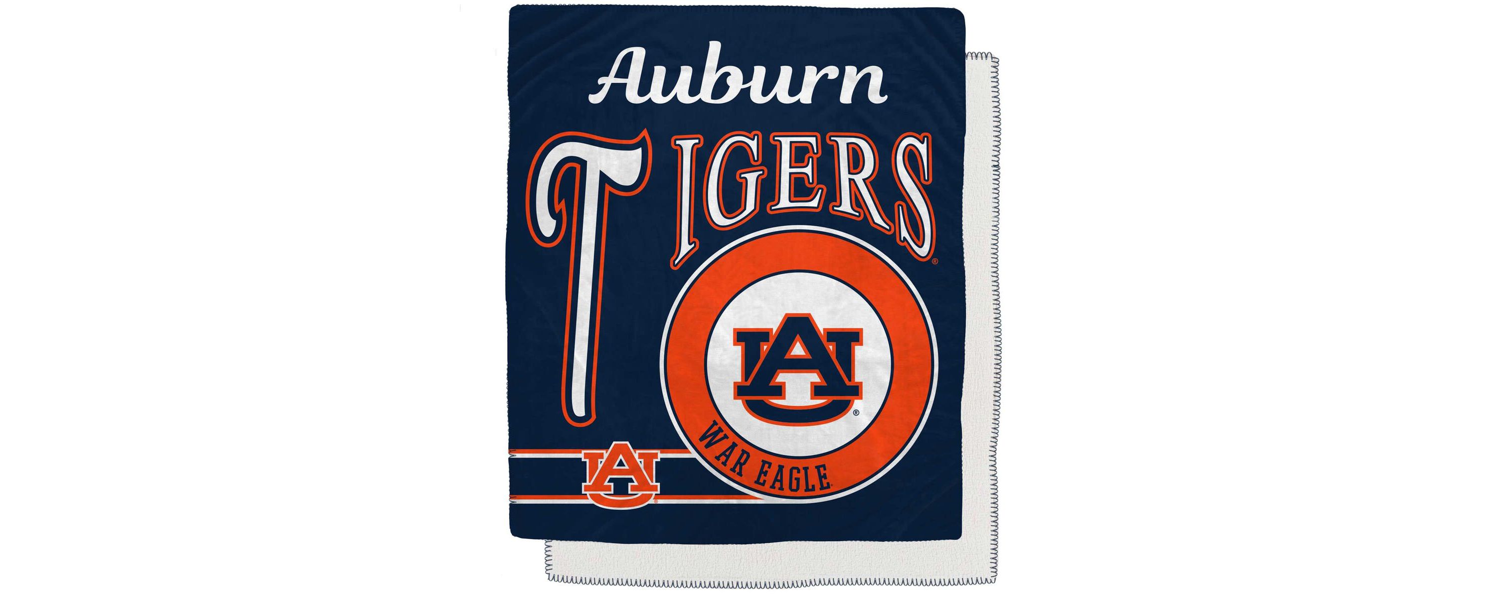 NCAA Auburn Tigers 50" x 60" Retro Emblem Flannel Fleece Sherpa Blanket