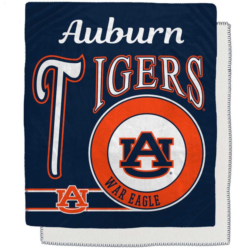 NCAA Auburn Tigers 50" x 60" Retro Emblem Flannel Fleece Sherpa Blanket