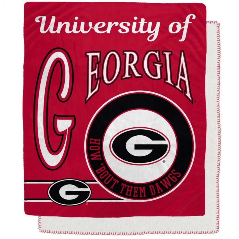NCAA Georgia Bulldogs 50" x 60" Retro Emblem Flannel Fleece Sherpa Blanket